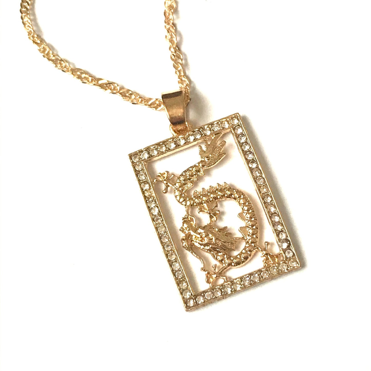 Gold Plated Dragon Necklace - Medallion, Jewellery, Accessories, Pendant Necklace, Drop Necklace, Charm Necklace,Dragon Charm Necklace