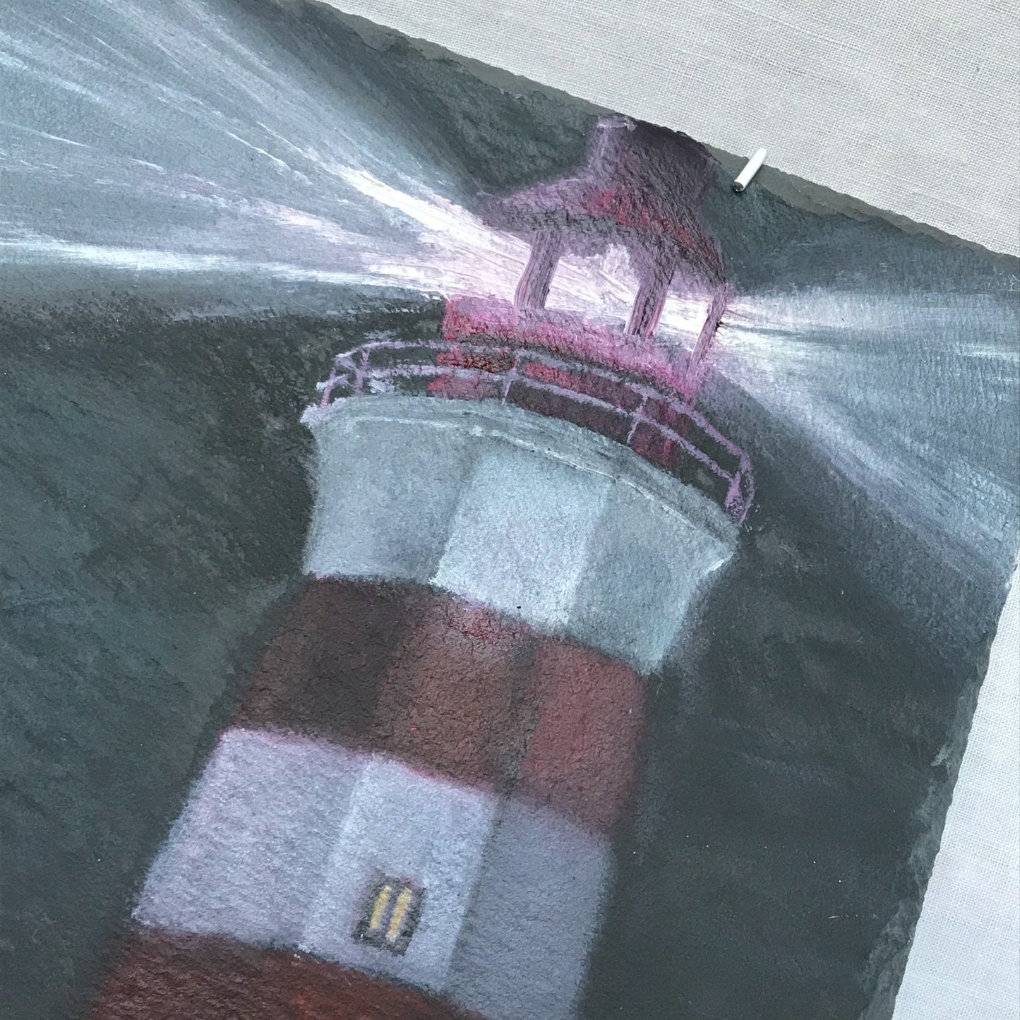 Lighthouse Oil Painting On Slate - Lighthouse Painting, Slate Decor, Homeware, Home Decor, Seaside Painting, Coast Painting,Unique Artwork