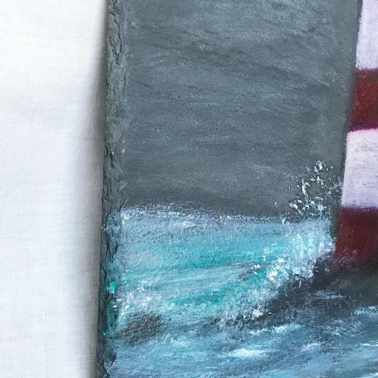 Lighthouse Oil Painting On Slate - Lighthouse Painting, Slate Decor, Homeware, Home Decor, Seaside Painting, Coast Painting,Unique Artwork