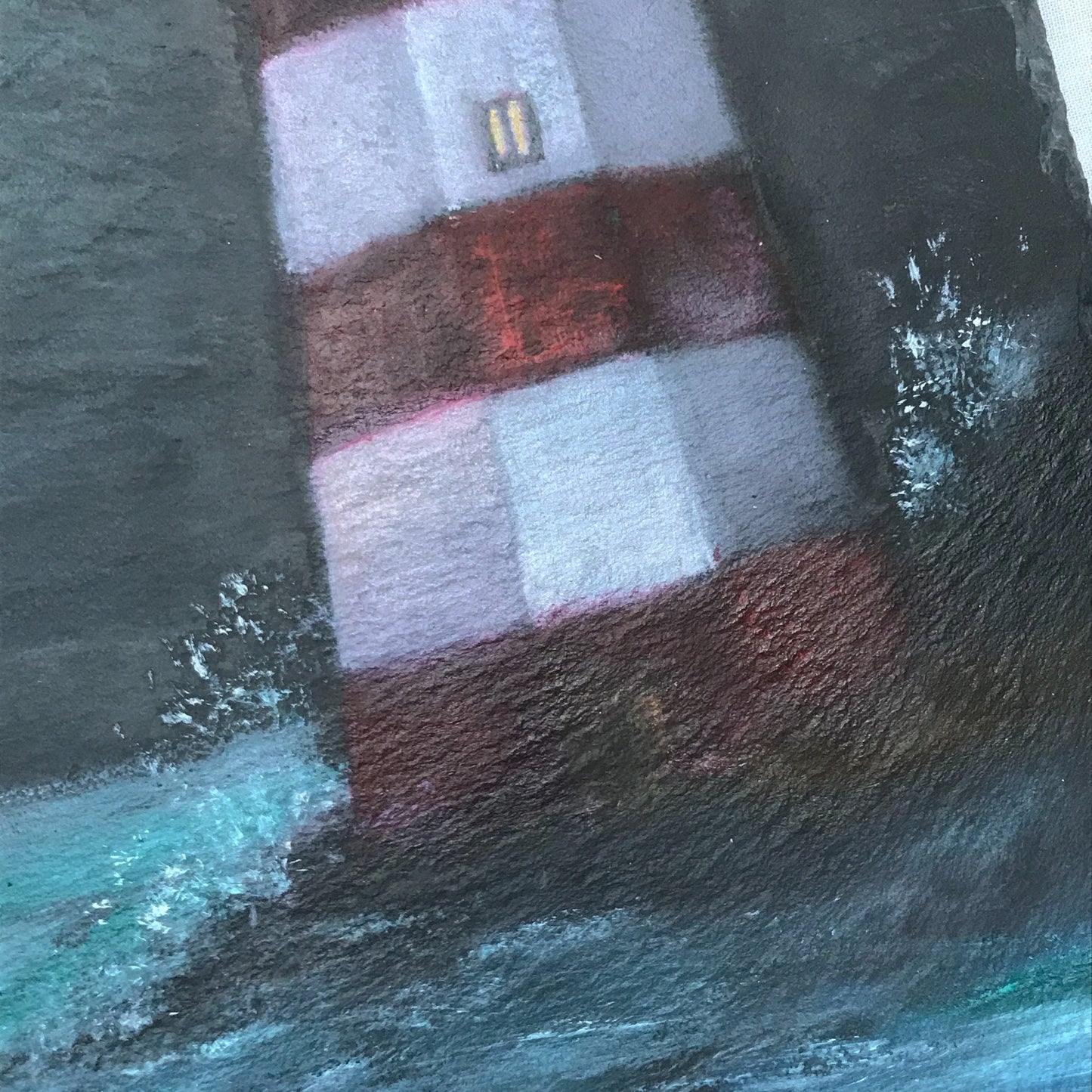Lighthouse Oil Painting On Slate - Lighthouse Painting, Slate Decor, Homeware, Home Decor, Seaside Painting, Coast Painting,Unique Artwork