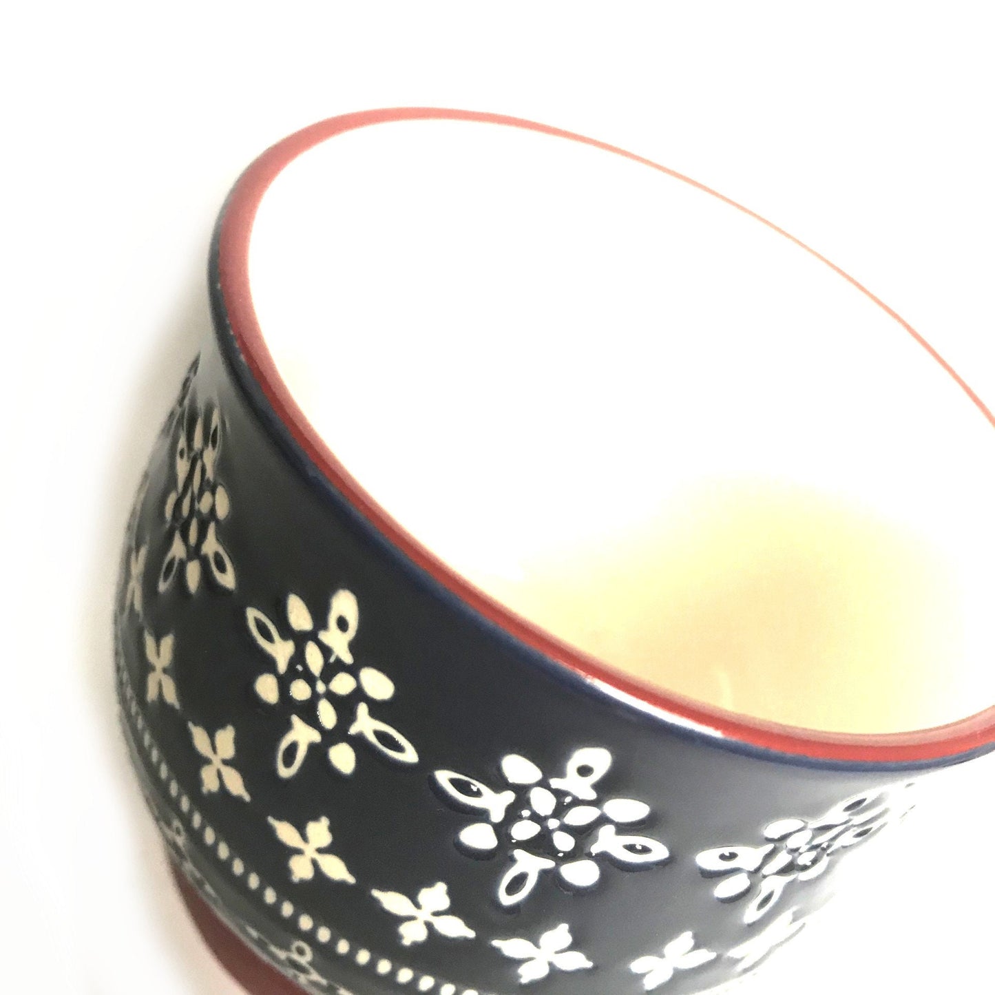 Large Navy Blue Pattern Mug - Coffee Cup, Gifts For Her, Herbal Tea Cup, Mosaic Style, Tapas Style, Moorish Style, Burgundy & Blue Mug