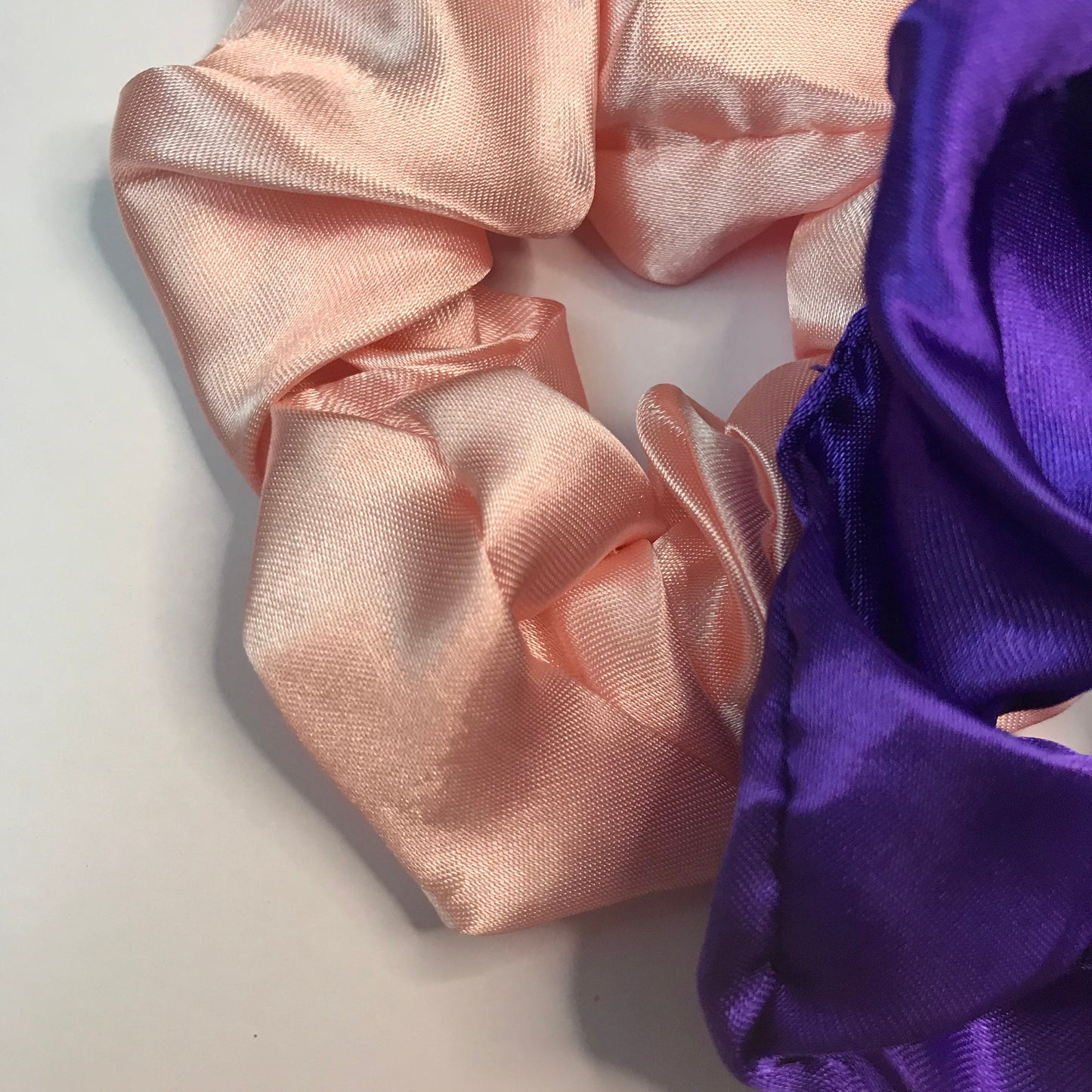 5 Pink Satin Scrunchies - Hair Scrunchies, Pink Scrunchies, Purple Scrunchie, Peach Scrunchie, Hair Bobbles,Hair Accessories,Snag Free, Pink