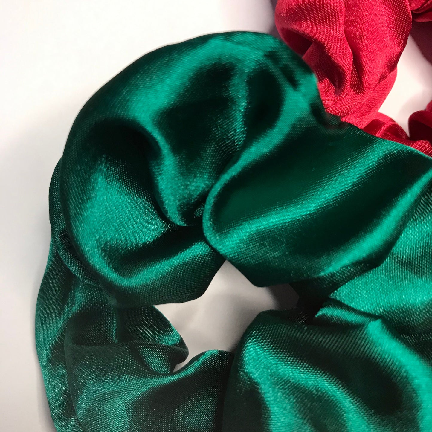 5 Christmas Satin Scrunchies - Hair Scrunchies, Christmas Scrunchies, Red Scrunchie, Green Scrunchie,Hair Bobbles,Hair Accessories,Snag Free