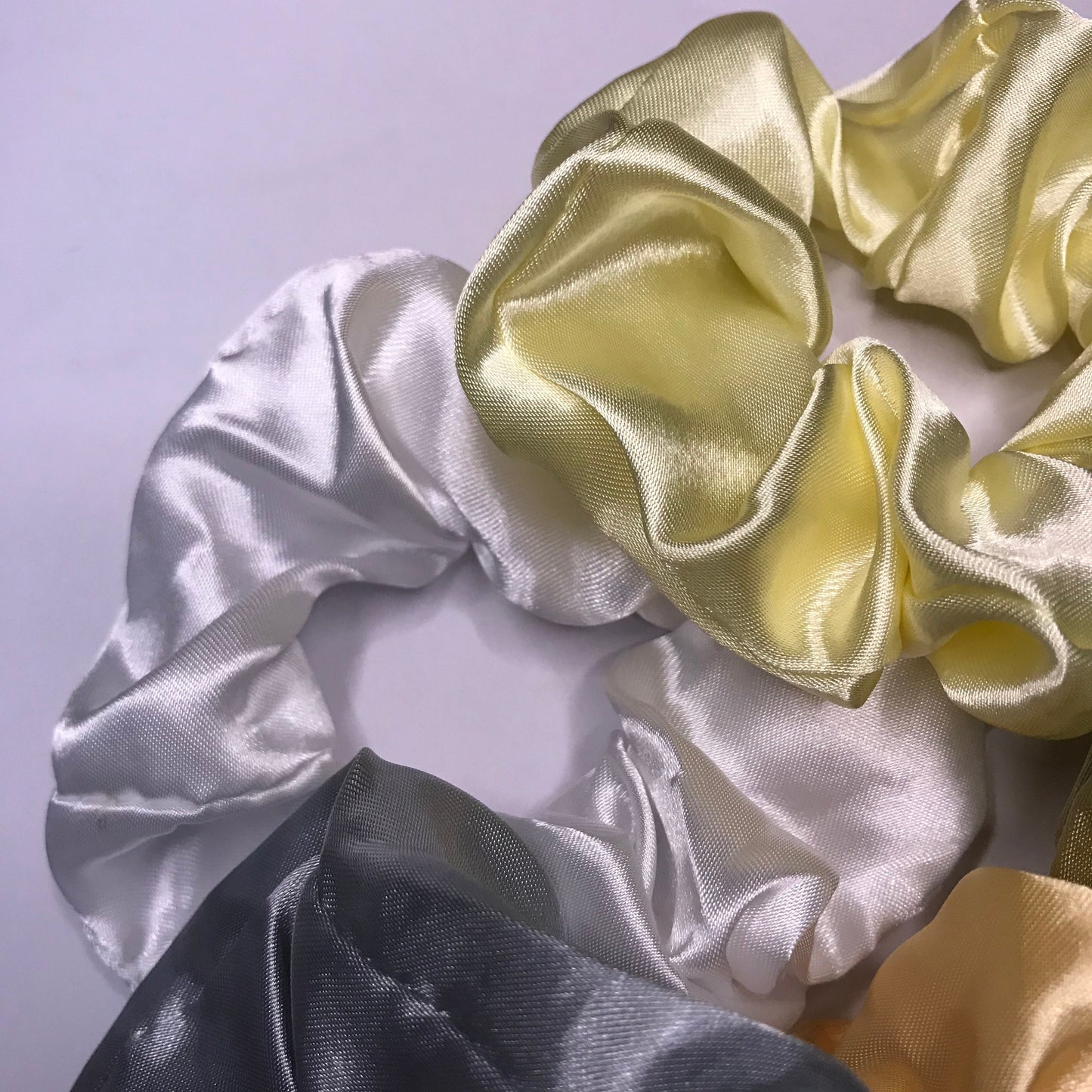 5 Warm Tones Satin Scrunchies - Hair Scrunchies, Blue Scrunchies, Green Scrunchie, Yellow Scrunchie, Hair Bobbles,Hair Accessories,Snag Free