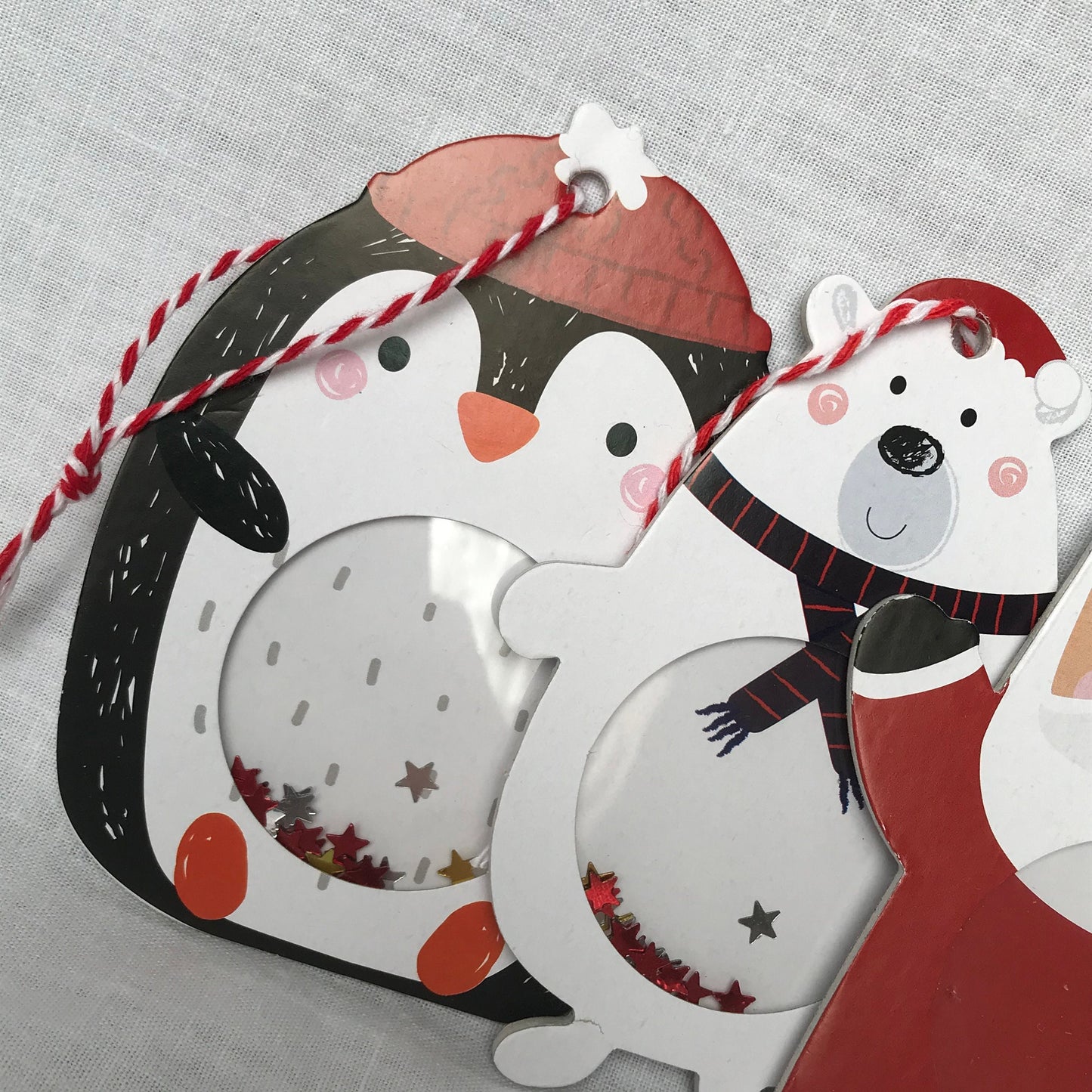 4 Confetti Gift Tags - Confetti Tags, Santa Tag, Snowman Tag, Penguin Tag, Christmas Gift Wrap,Christmas Packaging, Polar Bear Gift Tag