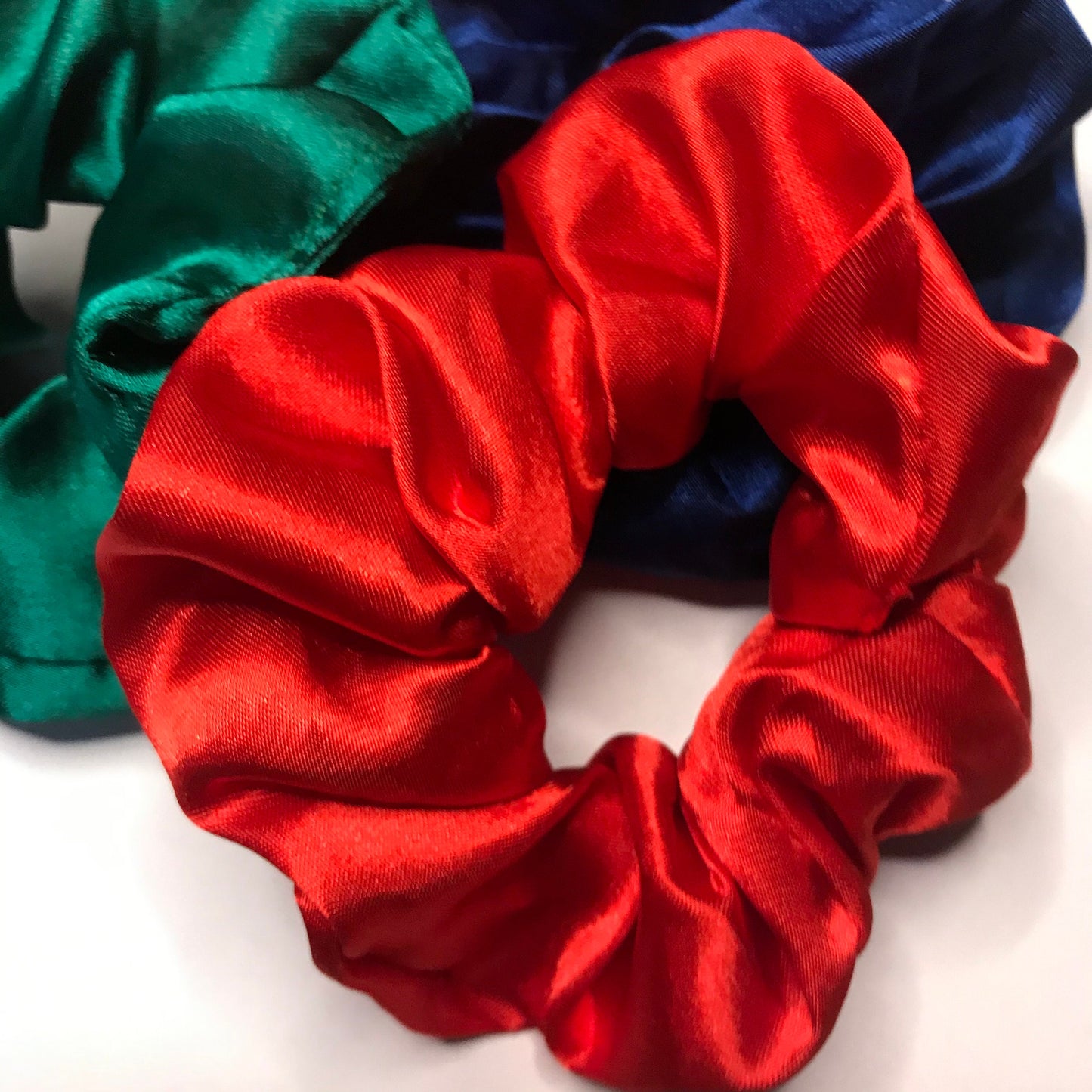 5 Christmas Satin Scrunchies - Hair Scrunchies, Christmas Scrunchies, Red Scrunchie, Green Scrunchie,Hair Bobbles,Hair Accessories,Snag Free