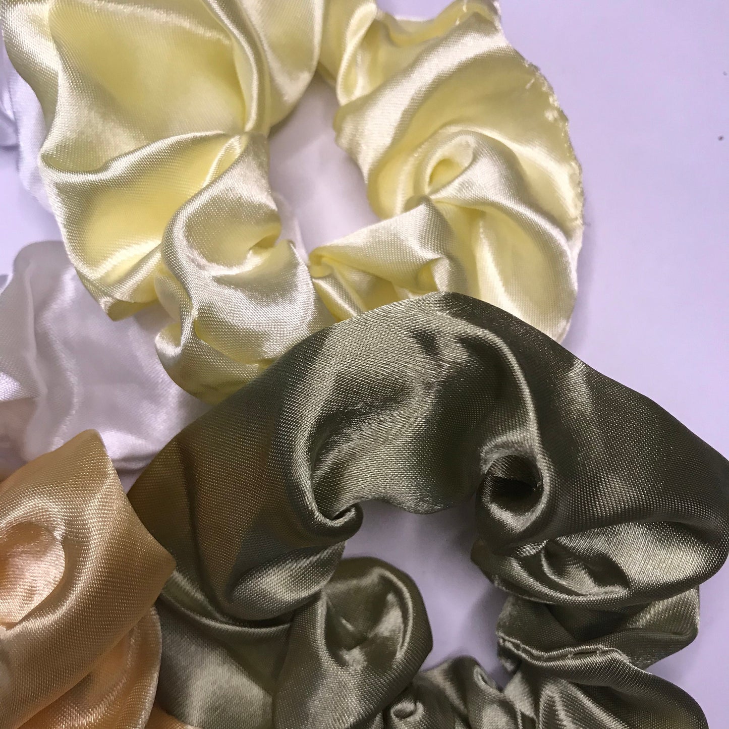 5 Warm Tones Satin Scrunchies - Hair Scrunchies, Blue Scrunchies, Green Scrunchie, Yellow Scrunchie, Hair Bobbles,Hair Accessories,Snag Free