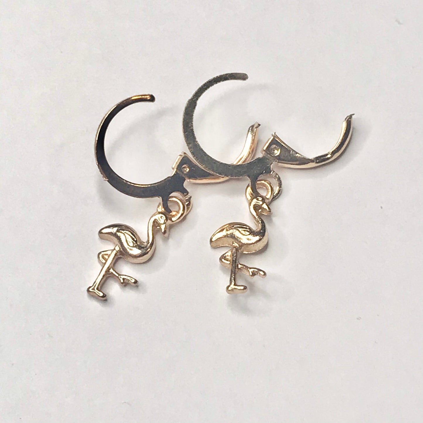 Gold Plated Flamingo Drop Earrings - Abstract Earrings,Unique Earrings,Hanging Jewellery,Gold Accessories,Gold Jewellery,Gold Earrings