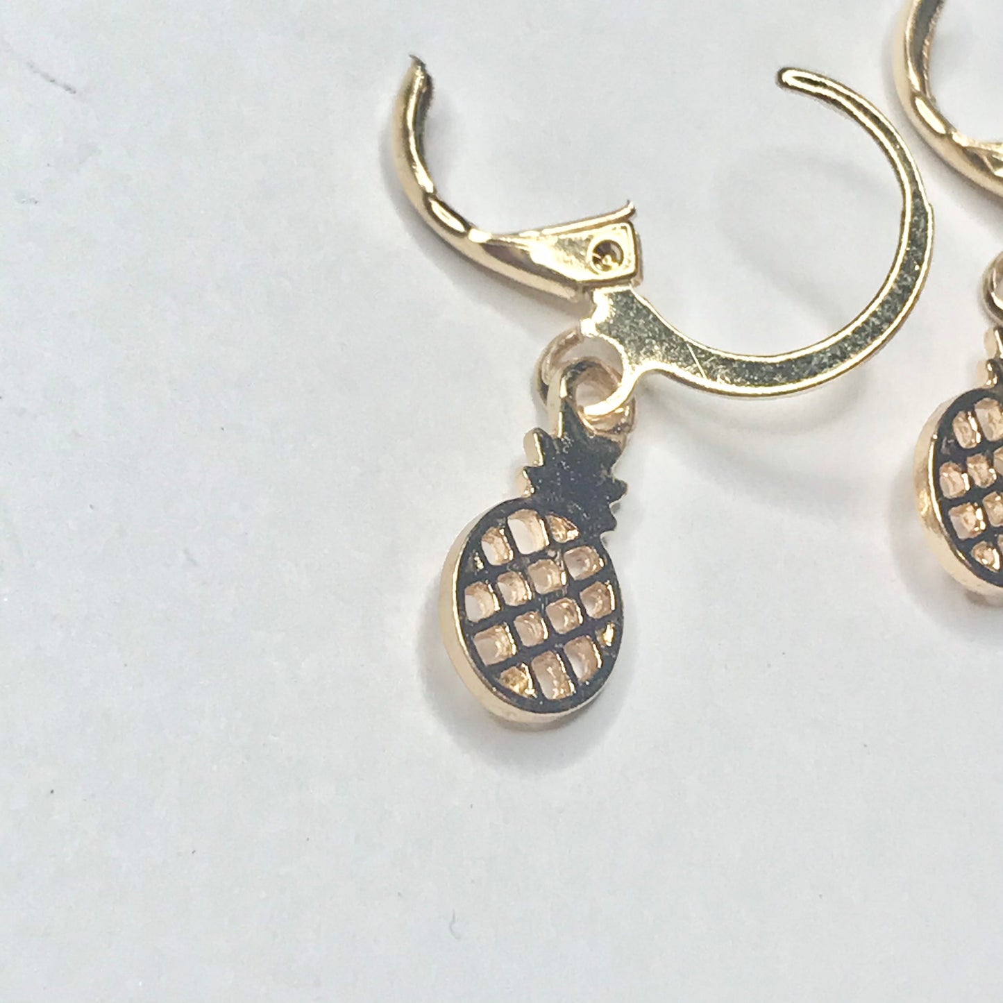 Gold Plated Pineapple Drop Earrings - Abstract Earrings,Unique Earrings,Hanging Jewellery,Gold Accessories,Gold Jewellery,Gold Earrings