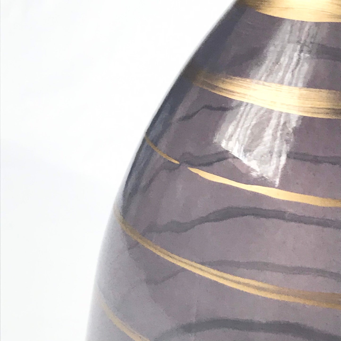 Blue Glass Vase With Gold Stripes - Decorative Bottle, Art Deco Style, Gift, Glassware, Flower Arranging, Homeware, Flowers, geometric