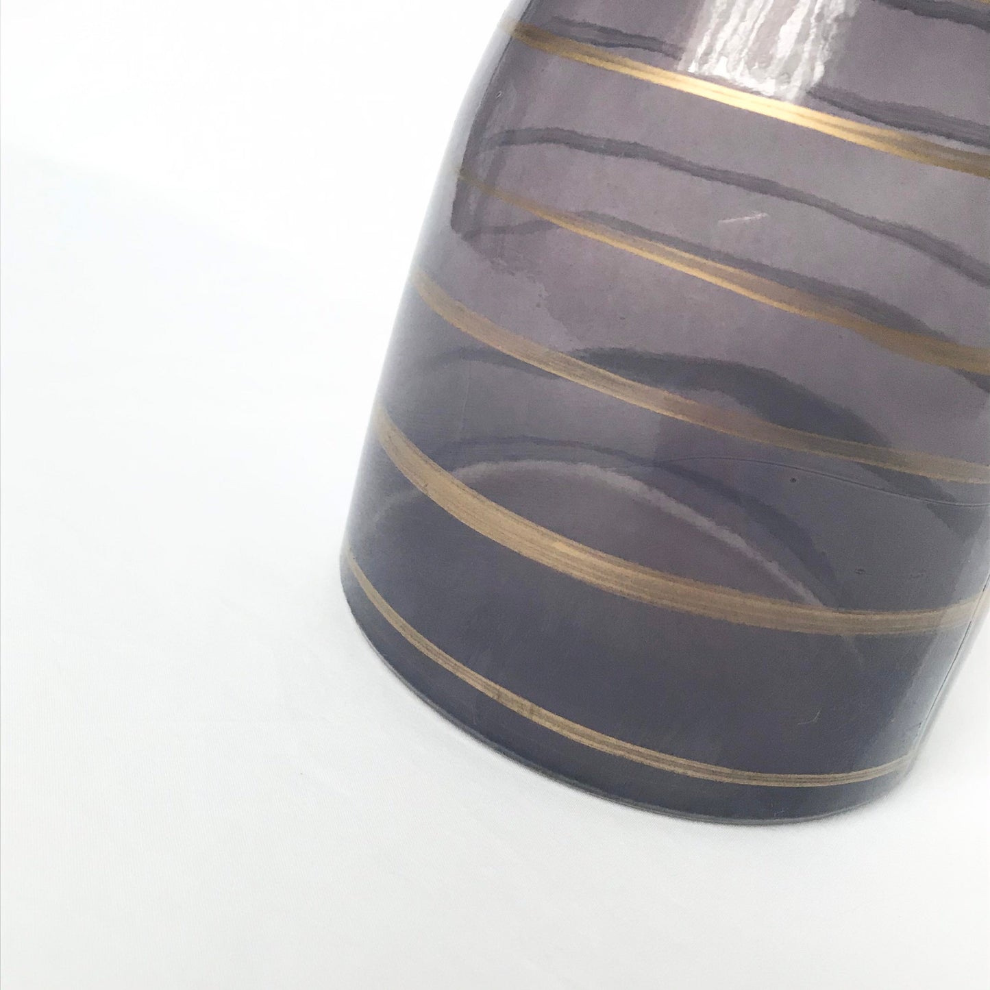 Blue Glass Vase With Gold Stripes - Decorative Bottle, Art Deco Style, Gift, Glassware, Flower Arranging, Homeware, Flowers, geometric