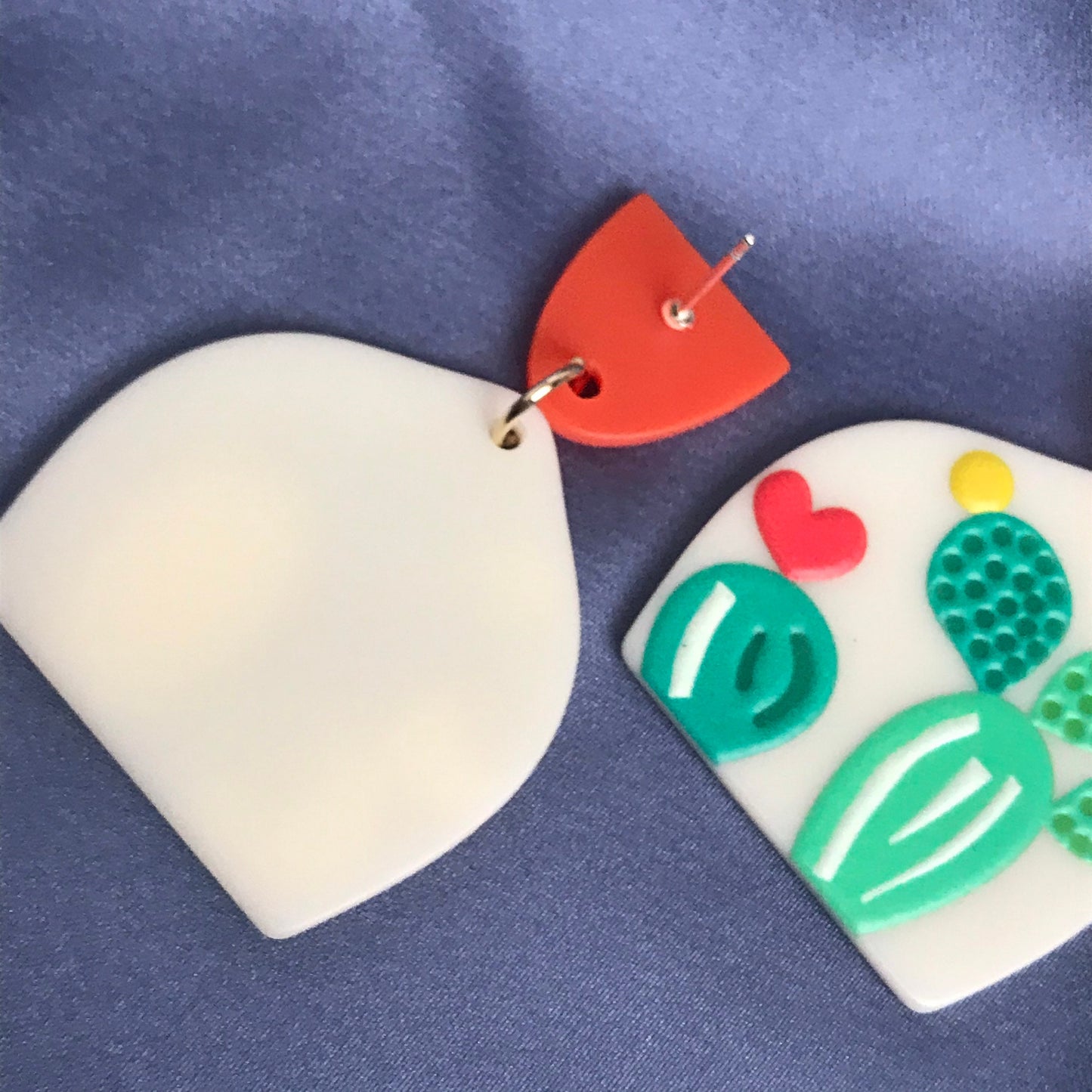 Cactus Drop Earrings - Hanging Jewellery, Accessories,Cactus Earrings,Cactus Jewlellery,Pink Flower Earrings,Green Cactus,Statement Earrings