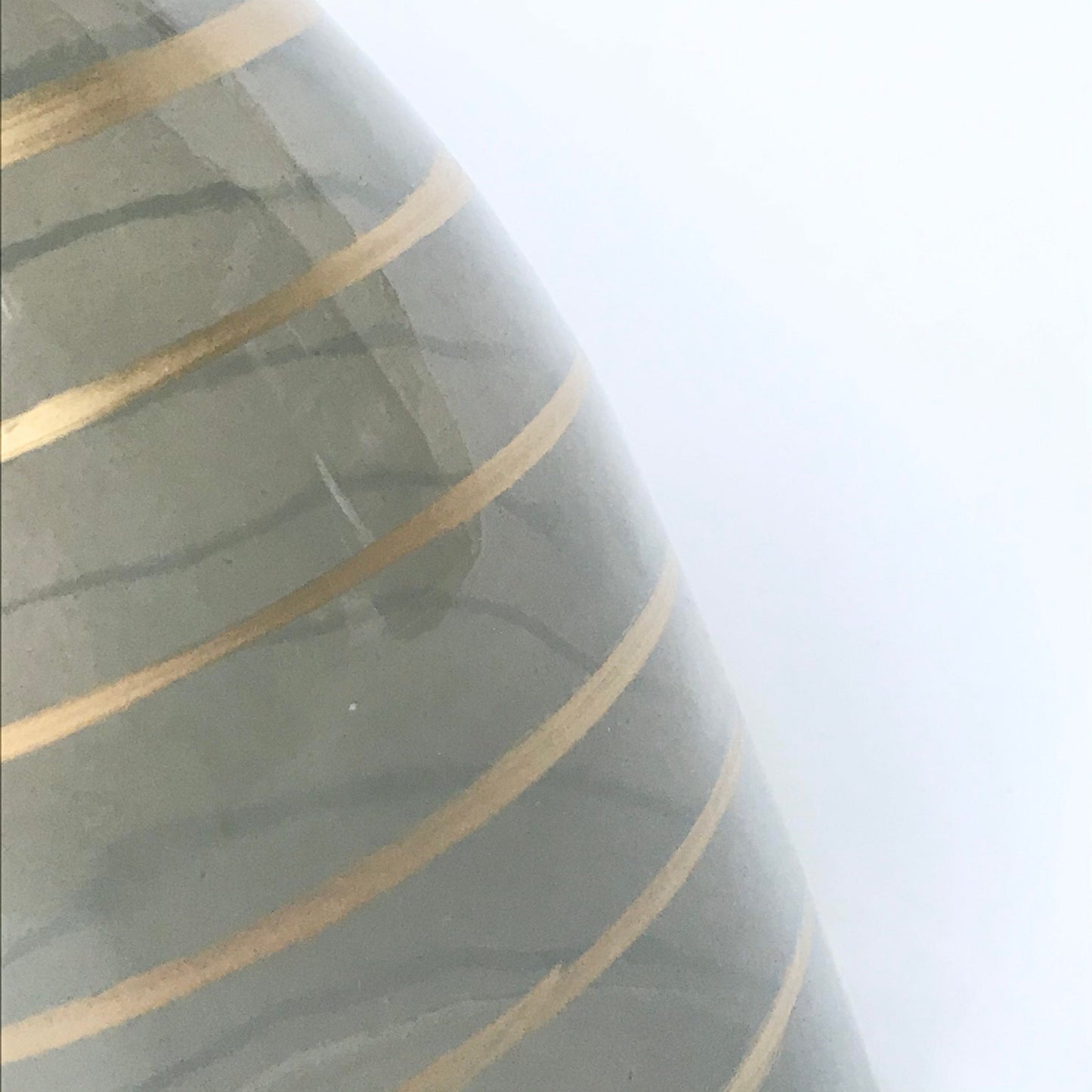 Green Glass Vase With Gold Stripes - Decorative Bottle, Art Deco Style, Gift, Glassware, Flower Arranging, Homeware, Flowers, geometric
