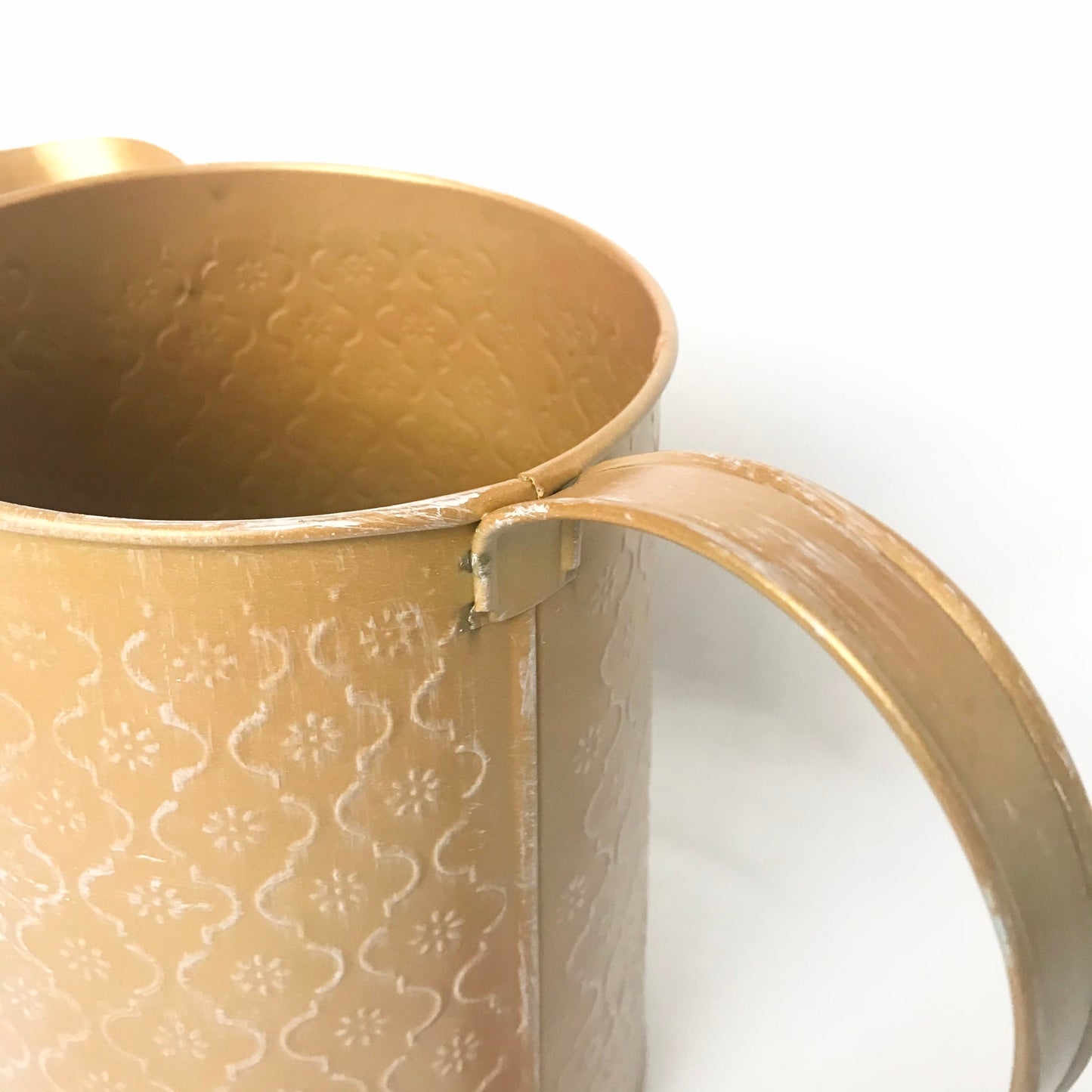 Metal Mustard Yellow Jug - Botanical Jug, Mustard Vase, Botanical Pattern, Flower Print, Metal Jug, Decorative Jug, Homeware, Home Decor