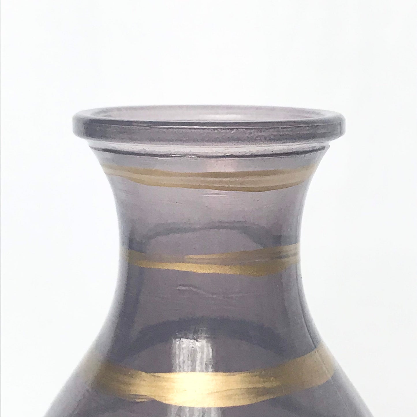 Blue Glass Vase With Gold Stripes - Decorative Bottle, Art Deco Style, Gift, Glassware, Flower Arranging, Homeware, Flowers, geometric