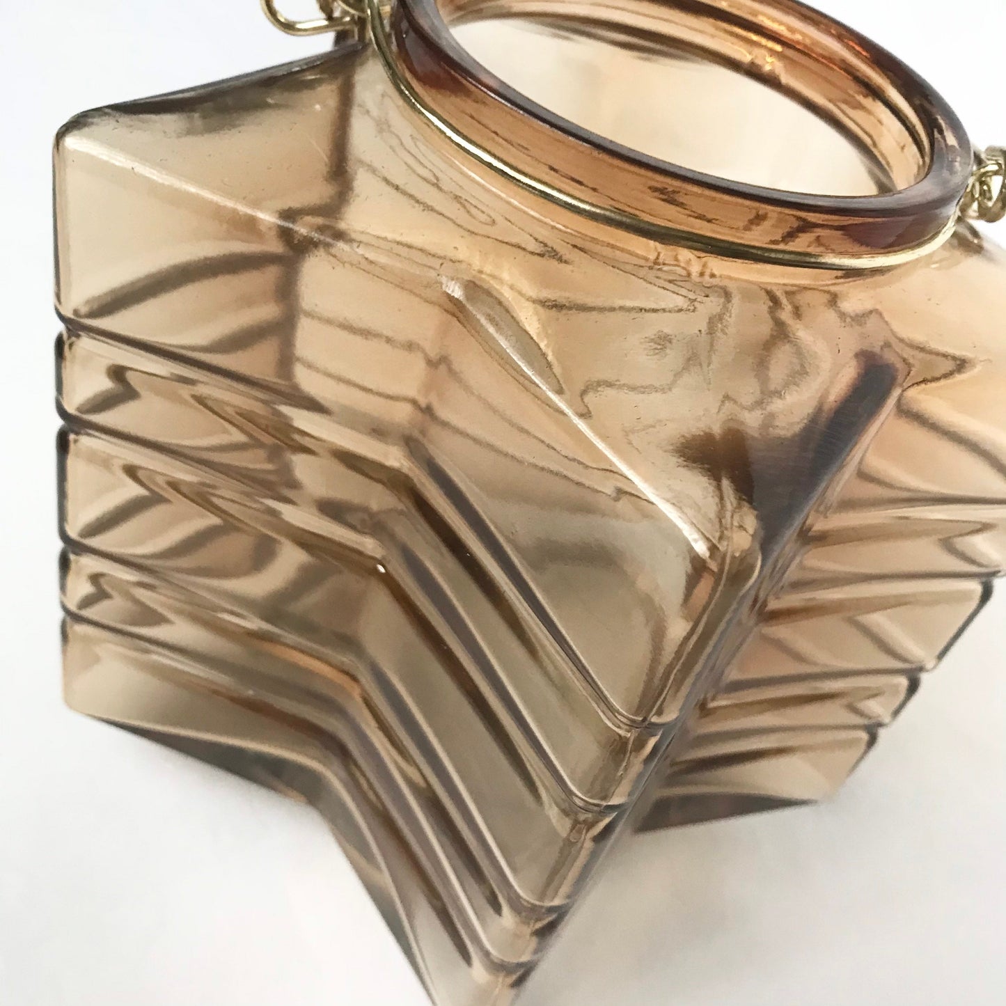 Star Glass Lantern - Decorative Lantern, Amber Glass, Star Shaped Glass Lantern, Art Deco Style, Gift, Glassware, Homeware, Geometric Glass