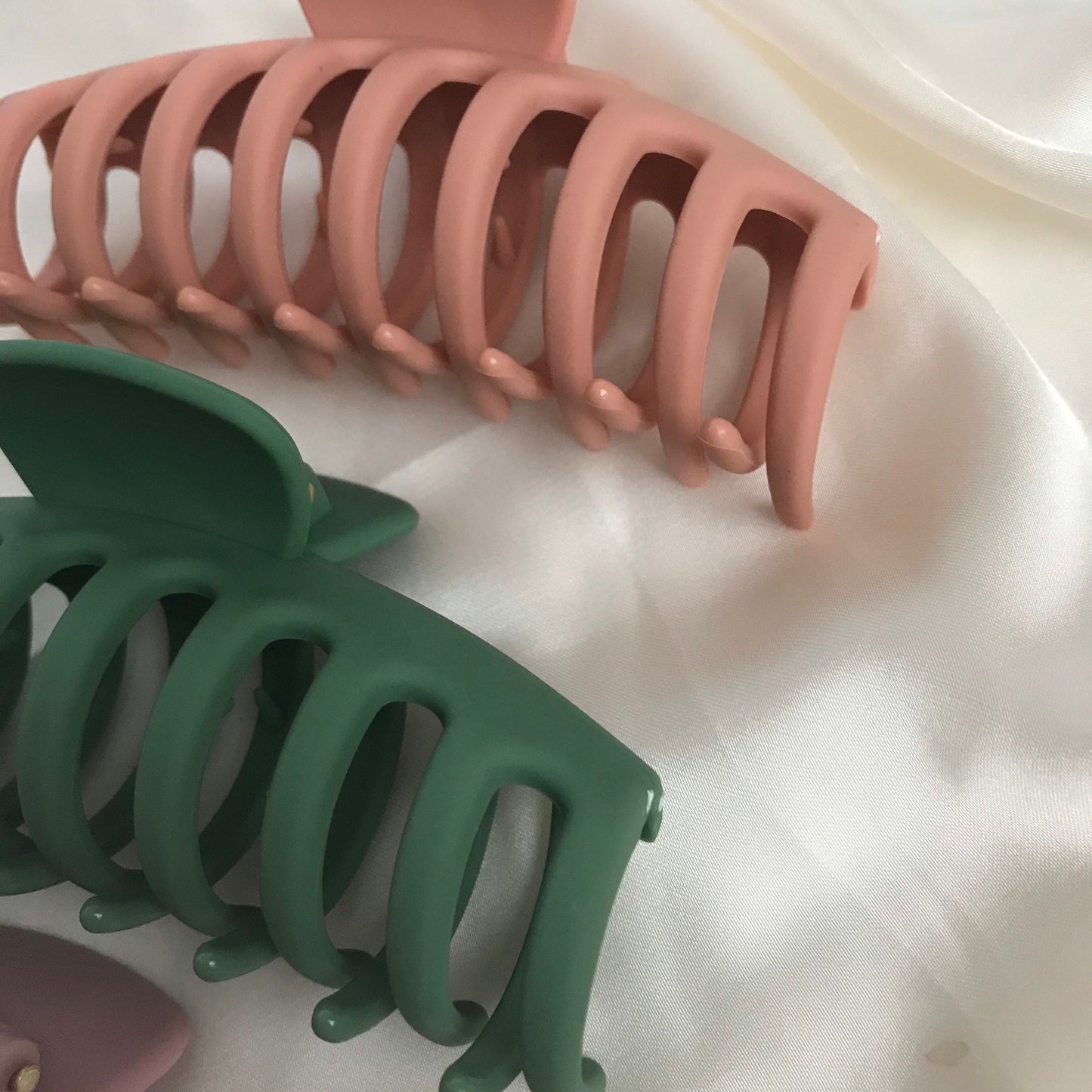 3 Hair Clamps - Hair Clip, Pink Hair Accessories, Green Hair Claw, Peach Hair Claw, Fashion Acessories, Minimalistic Hair Clips, Neutral