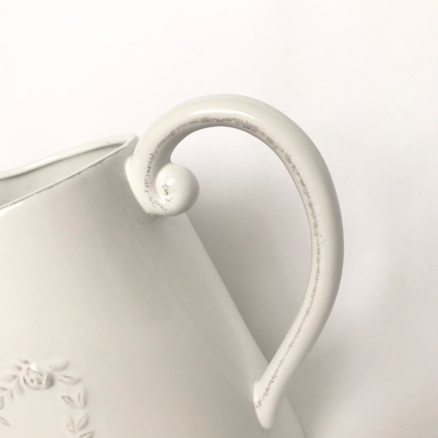 Rustic White Heart Jug - White Jug, White Vase, White Ceramic Jug, Decorative Jug, Homeware, Home Decor, Tall Jug, Tall Vase, Ceramic Decor