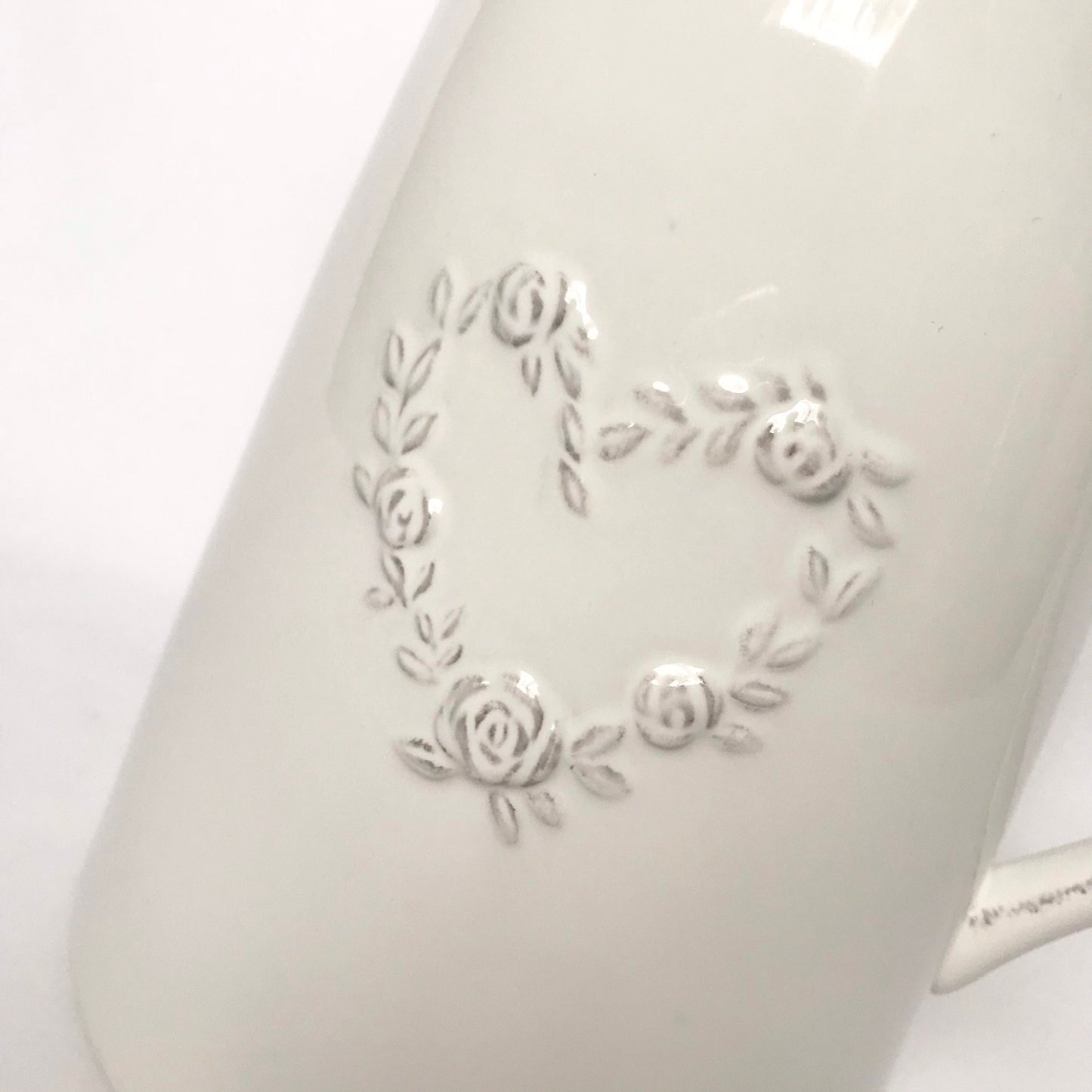 Rustic White Heart Jug - White Jug, White Vase, White Ceramic Jug, Decorative Jug, Homeware, Home Decor, Tall Jug, Tall Vase, Ceramic Decor