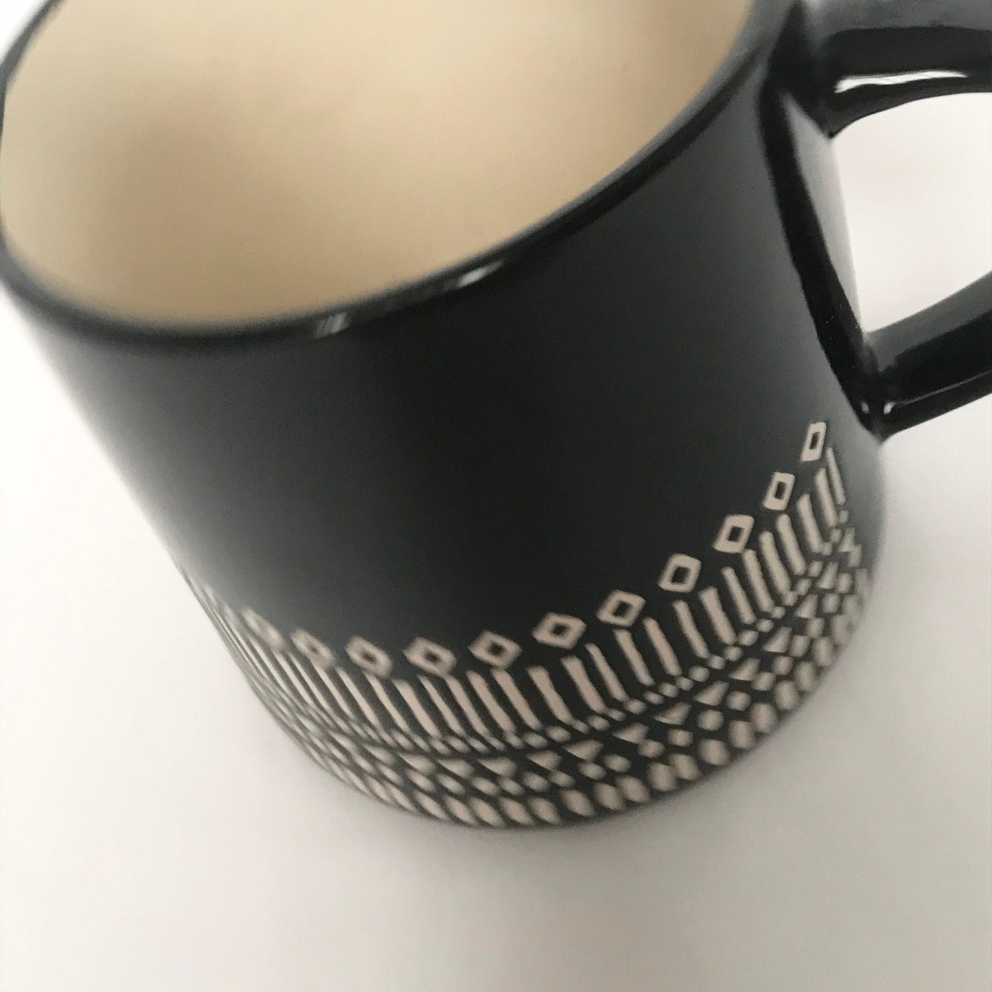 Large Black Pattern Mug - Coffee Cup, Gifts For Her, Herbal Tea Cup, Mosaic Style, Tapas Style, Moorish Style, Cream Mug, Black Mug