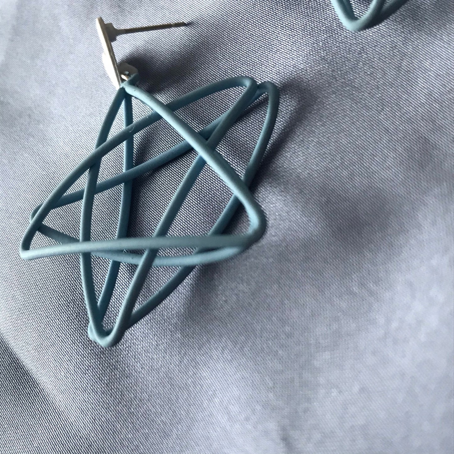 Blue & White Star Charm Drop Earrings - Hanging Jewellery, Accessories, Star Jewellery, Blue Earrings, 3D White Heart Statement Earrings