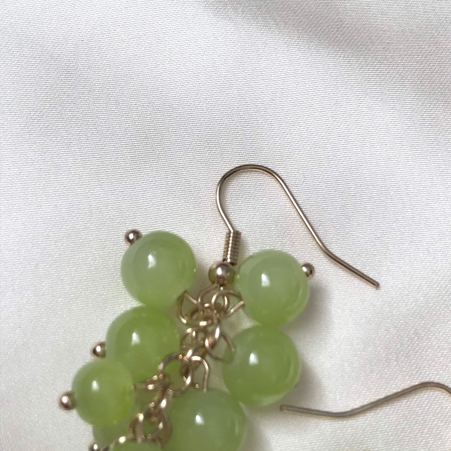 Green Bead Grape Drop Earrings - Bead Earrings, Bead Jewellery, Hanging Jewellery, Green Accessories, Green Earrings, Green Jewellery