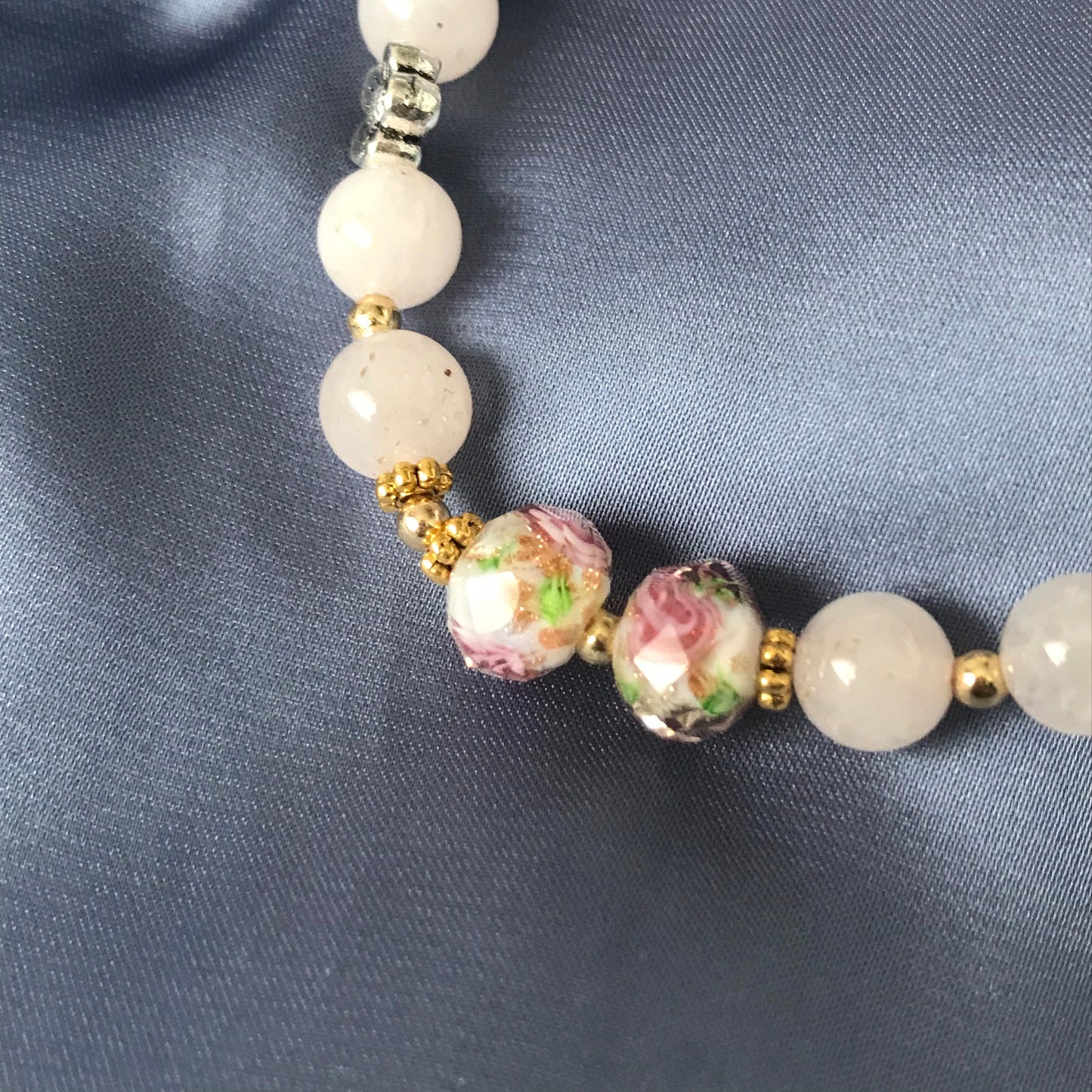 Pink Floral Bead Charm Bracelet - Bead Jewellery, Pink Accessories, Charm Bracelet,Bead Bracelet,Classy Bracelet,Cute Bracelet,Pink Jewelley