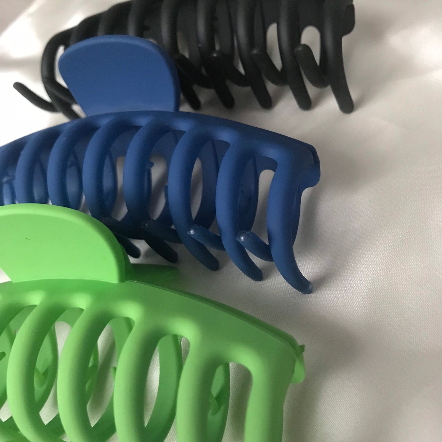 3 Hair Clamps - Hair Clip, Blue Hair Accessories, Black Hair Claw, Neon Green Hair Claw, Fashion Acessories, Minimalistic Hair Clips
