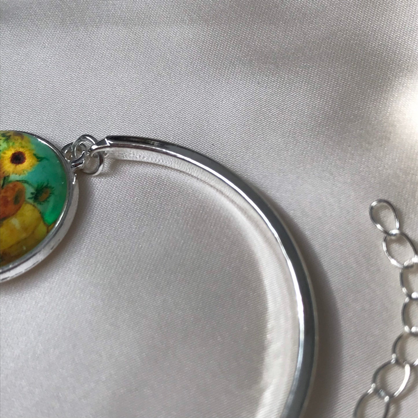 Sunflower Charm Bracelet - Famous Painting Bracelet, Sunflower Jewellery, Vincent Van Gogh, Charm Jewellery, Accessories, Art Lover Gift
