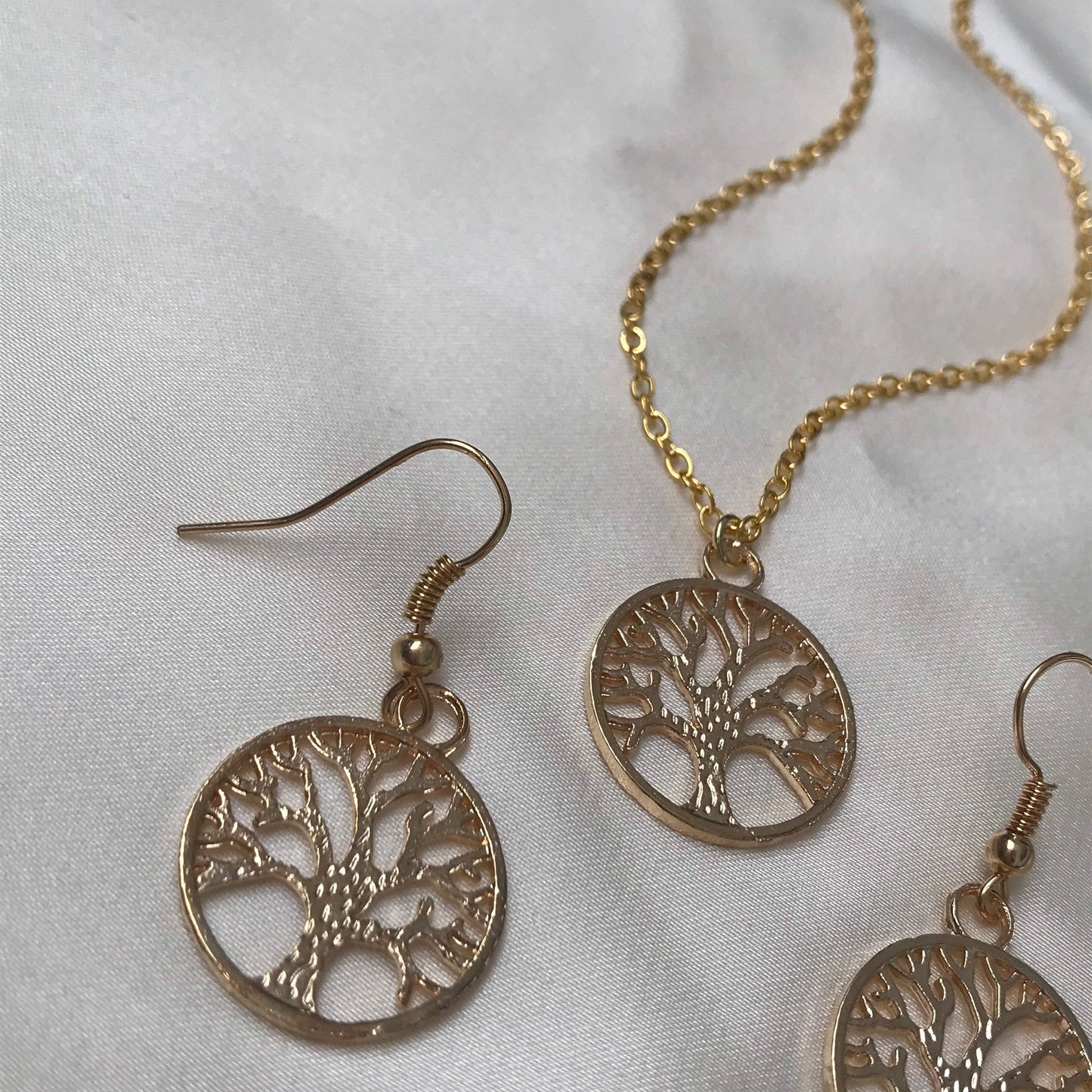 Gold Tree Earrings & Necklace Set - Natural Earrings, Natural Jewelry, Tree Jewellery, Gold Jewellery Set, Gifts For Her, Jewellery Gift
