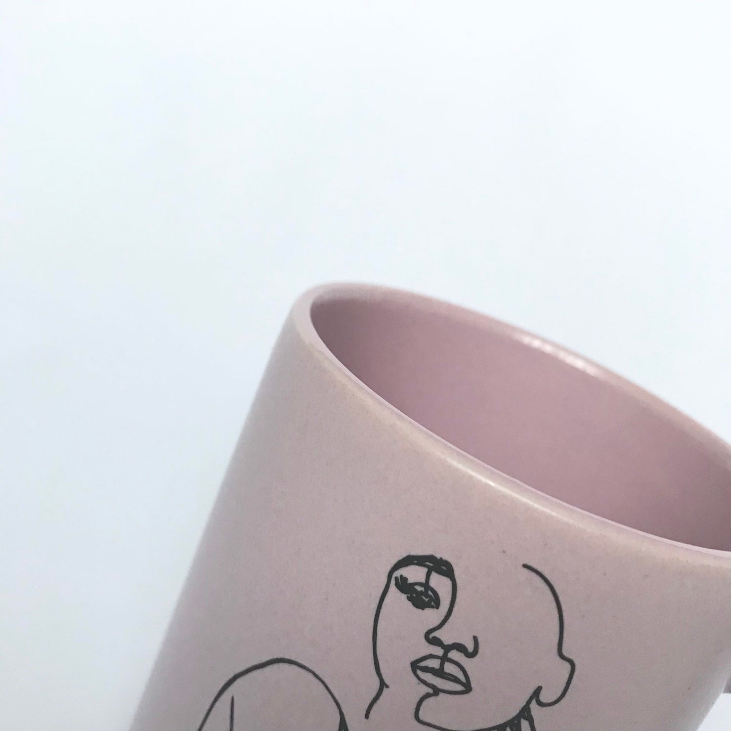 Abstract Face Pink & Black Mug - Coffee Cup, Gifts For Her, Herbal Tea Cup, Baby Pink Mug, Girly Mug,Cute Mug,Baby Pink Cup