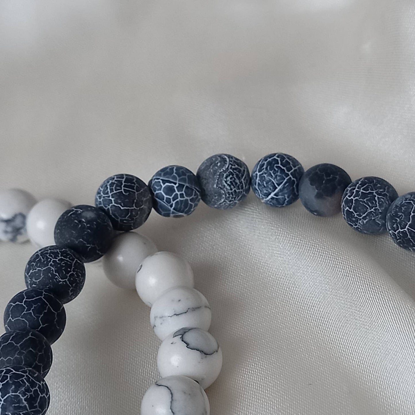 2 Matching Friendship Bead Bracelets - Bead Jewellery, Friendship Accessories, Bead Bracelets, Cute Bracelet, Grey, & White Jewellery