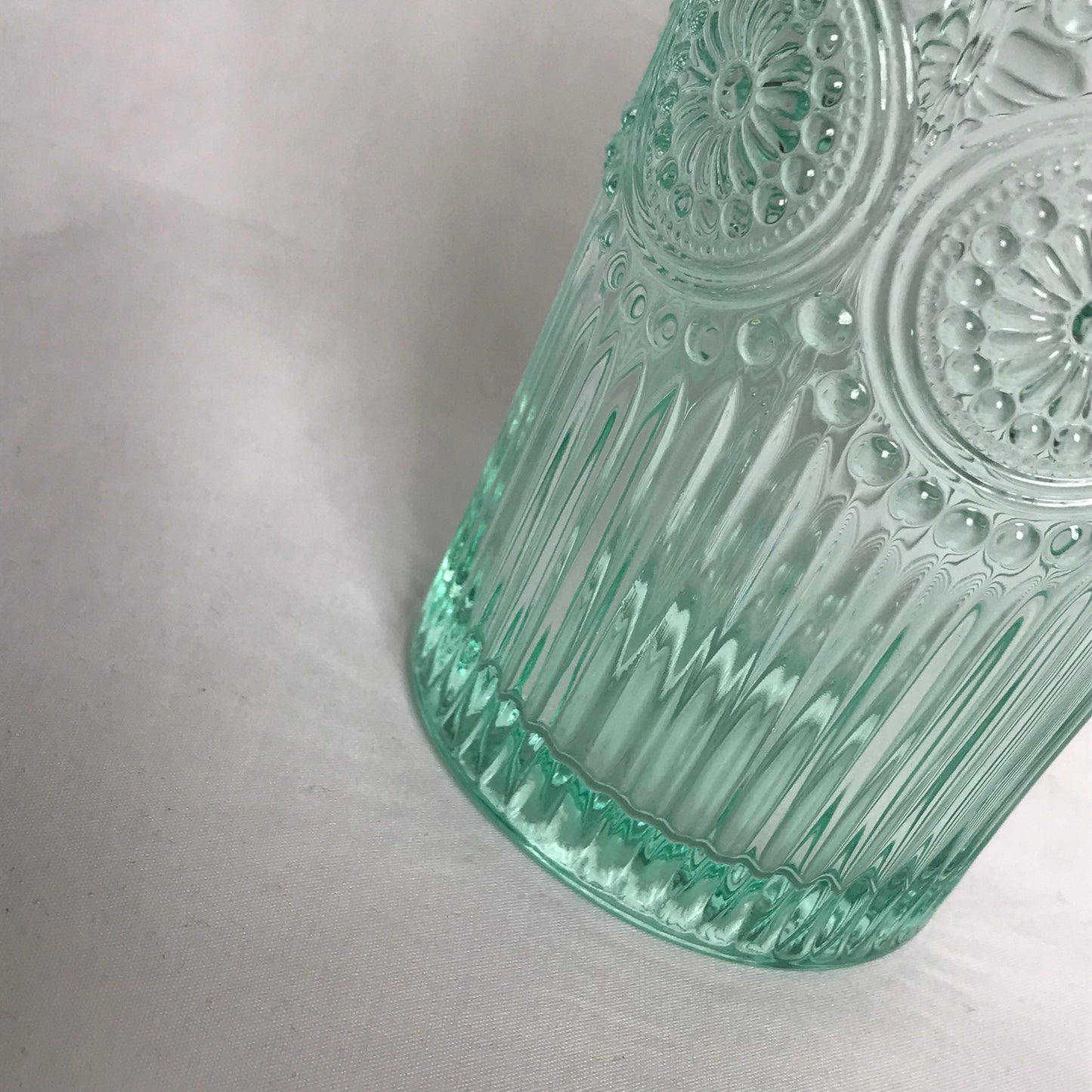 Tall Green Patterned Glass Tumbler - Summer Glasses, Patterned Glasses,Summer Glassware,Gifts For Her,Colourful Glassware