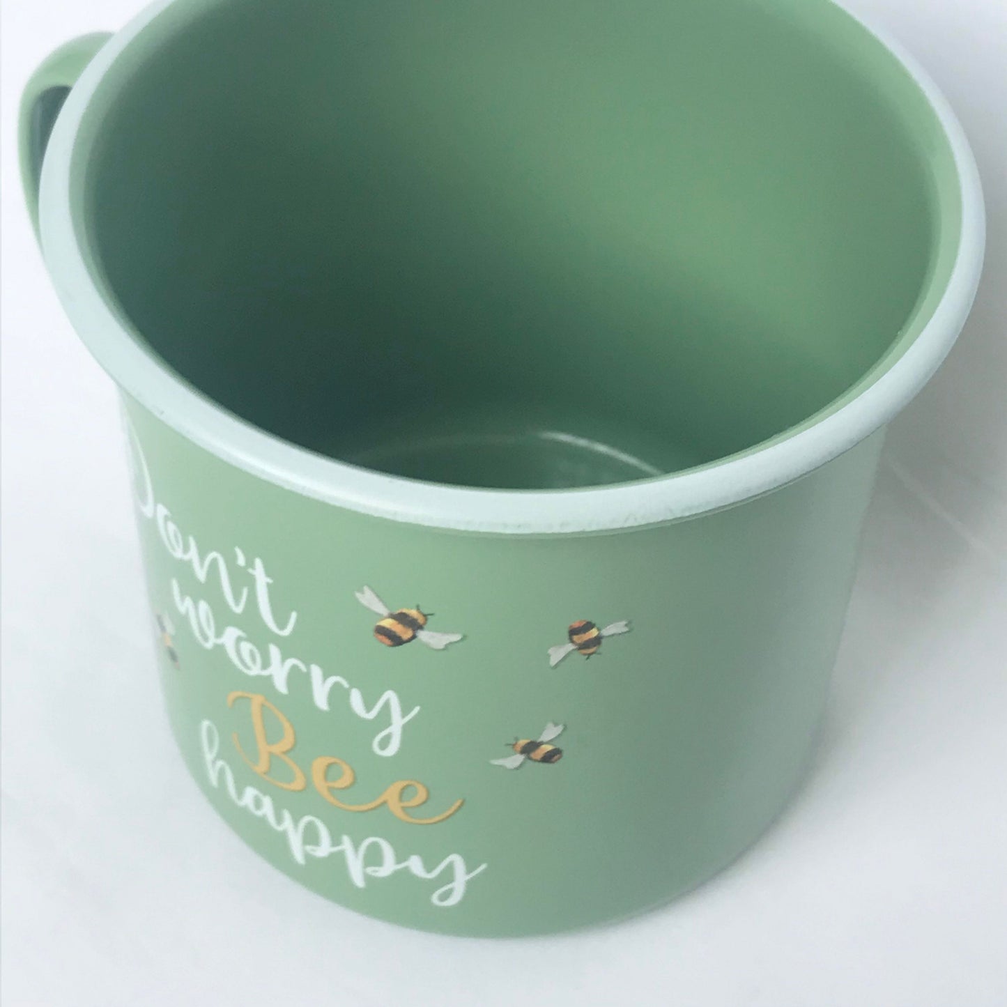 Green Bumble Bee Tin Mug - Green Mug, Bee Mug, Coffee Cup, Gifts For Her, Camping Mug, Motivational Mug, Positive Mug, Bee Design Mug