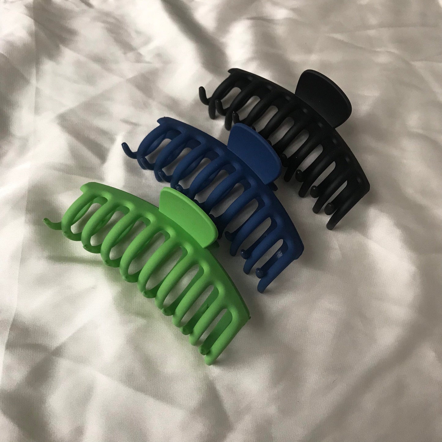 3 Hair Clamps - Hair Clip, Blue Hair Accessories, Black Hair Claw, Neon Green Hair Claw, Fashion Acessories, Minimalistic Hair Clips