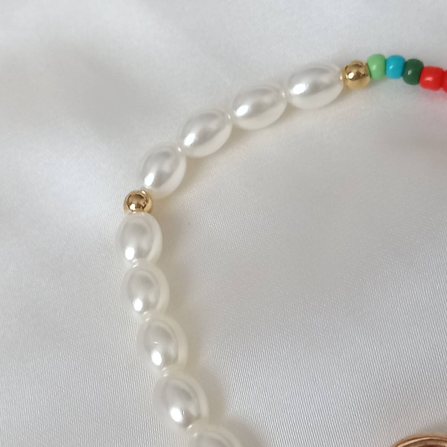 Rainbow Bead & Faux Pearl Bracelet - Pearl Jewellery, Accessories, Funky Bracelet, Bead Bracelet, Rainbow Bracelet, Cute Bracelet, Bright