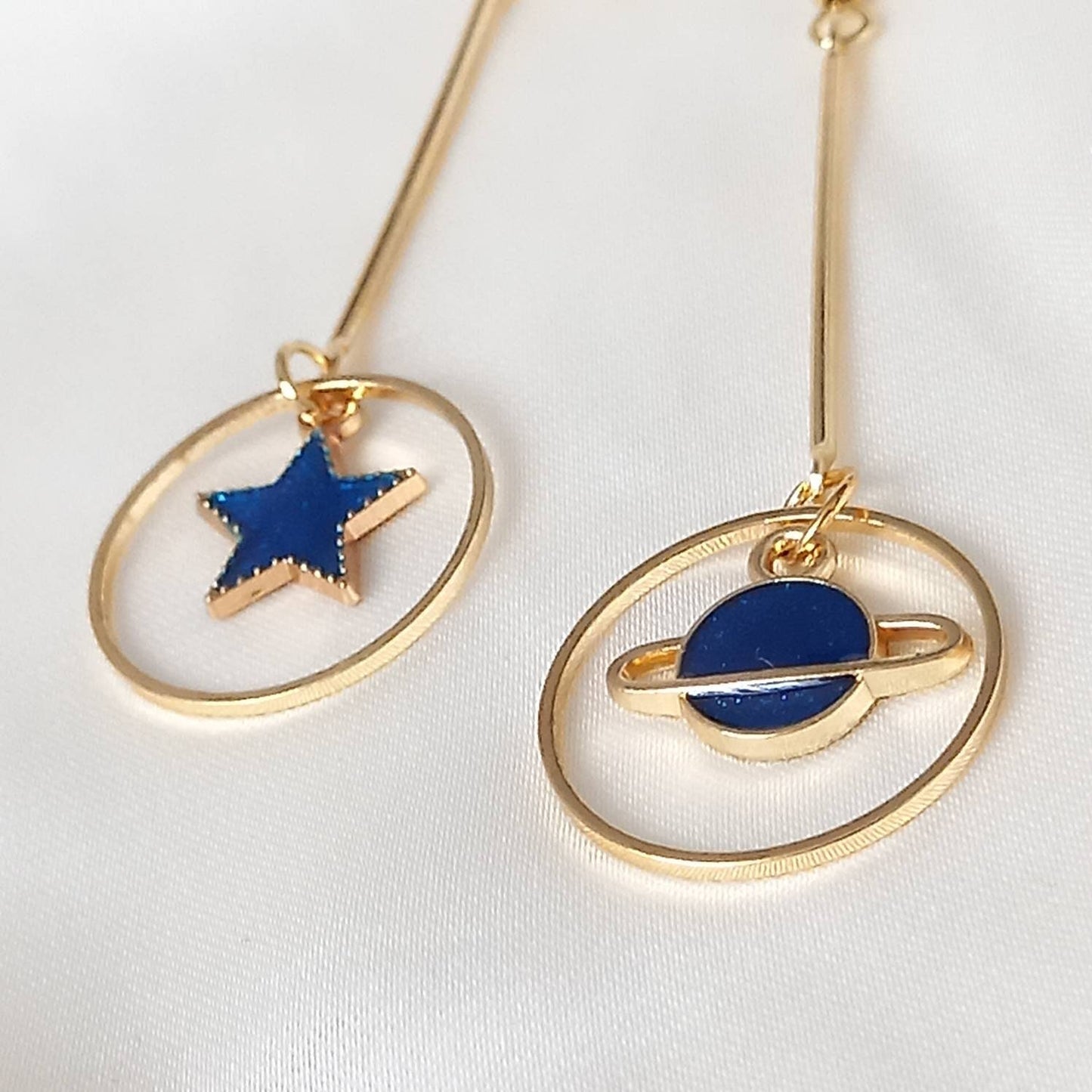 Space Drop Hoop Earrings -Star Earrings, Space Earrings, Space Jewellery, Unique Earrings,Space Lover Gift,Earrings In The UK,Astrology Gift