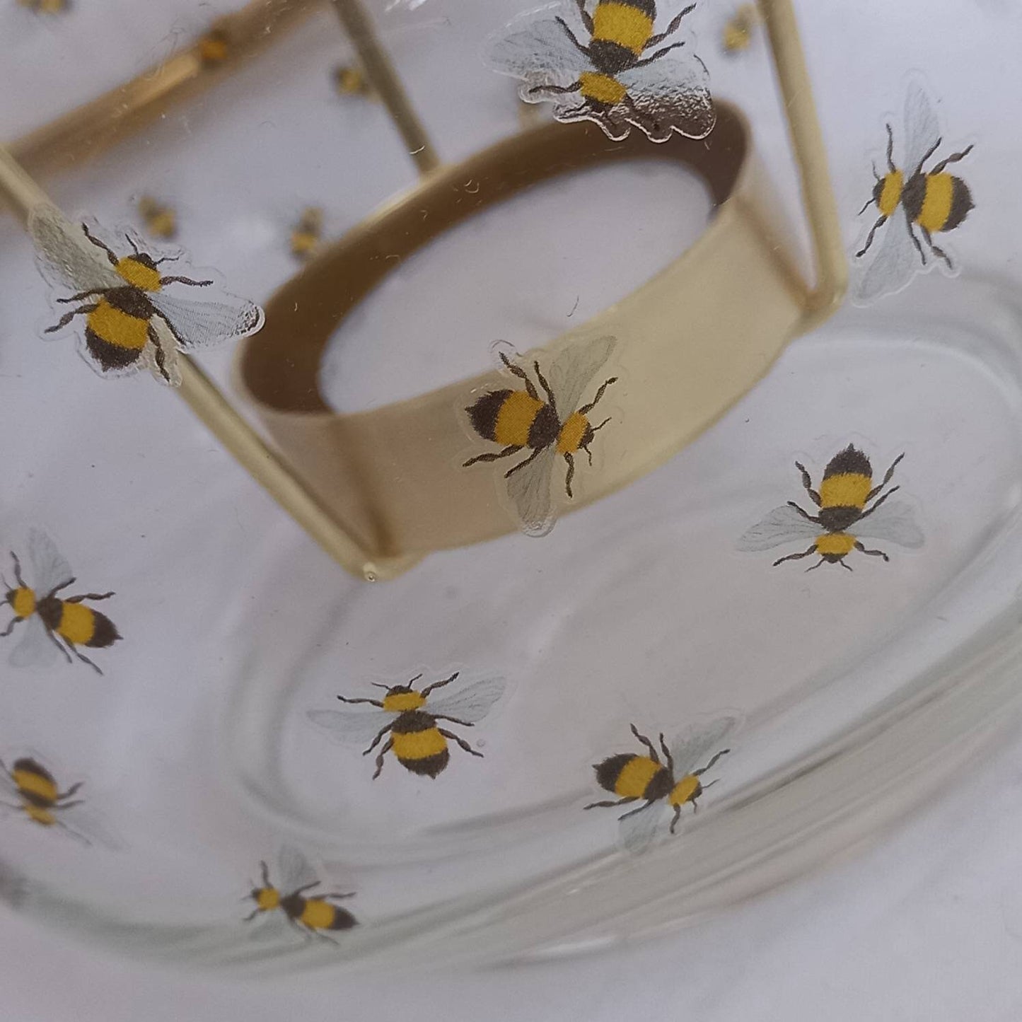 Bumble Bee Glass Lantern - Decorative Lantern, Cute Glass, Art Deco Style, Gifts For Her, Glassware, Homeware, Gold Lantern, Botanical Bee