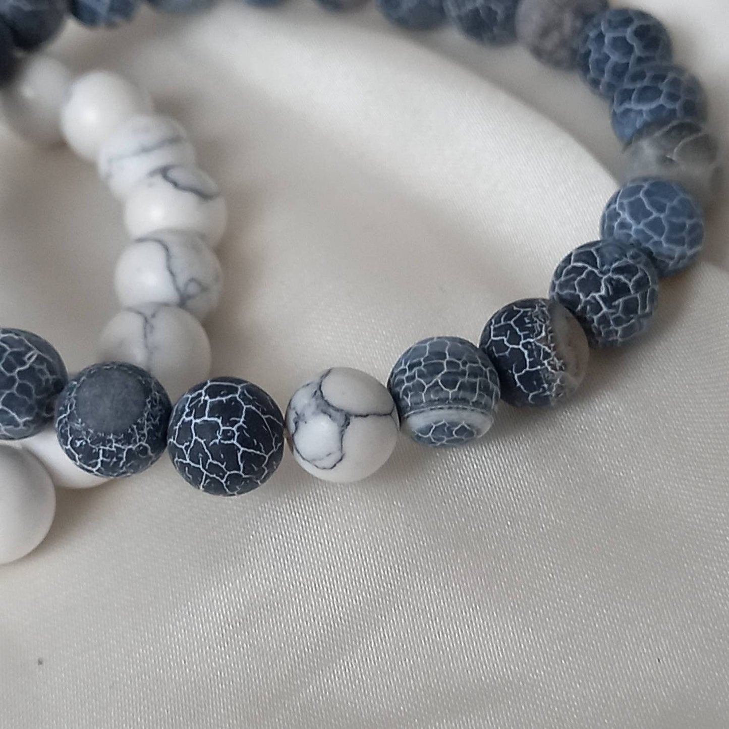 2 Matching Friendship Bead Bracelets - Bead Jewellery, Friendship Accessories, Bead Bracelets, Cute Bracelet, Grey, & White Jewellery