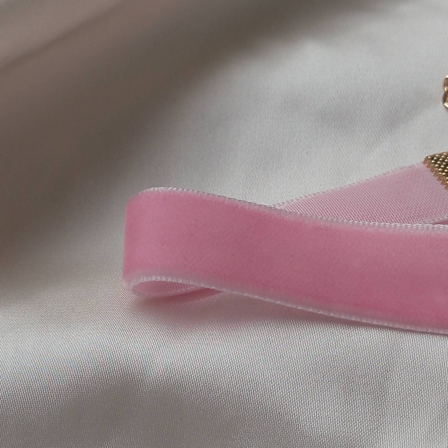 Pink & Gold Velvet Paw Print Choker Necklace - Pink Jewellery, Accessories,Velvet Necklace,Choker Necklace,Charm Necklace,Paw Charm Necklace