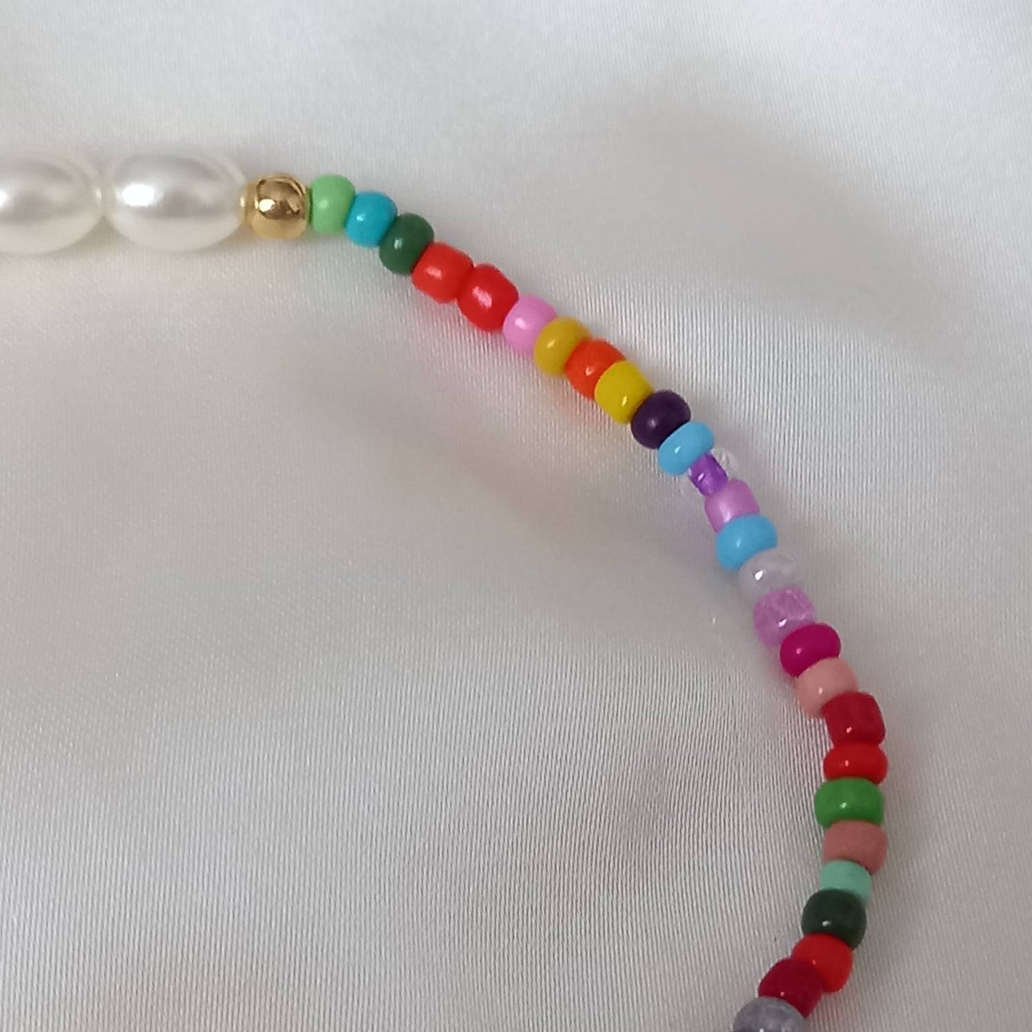 Rainbow Bead & Faux Pearl Bracelet - Pearl Jewellery, Accessories, Funky Bracelet, Bead Bracelet, Rainbow Bracelet, Cute Bracelet, Bright