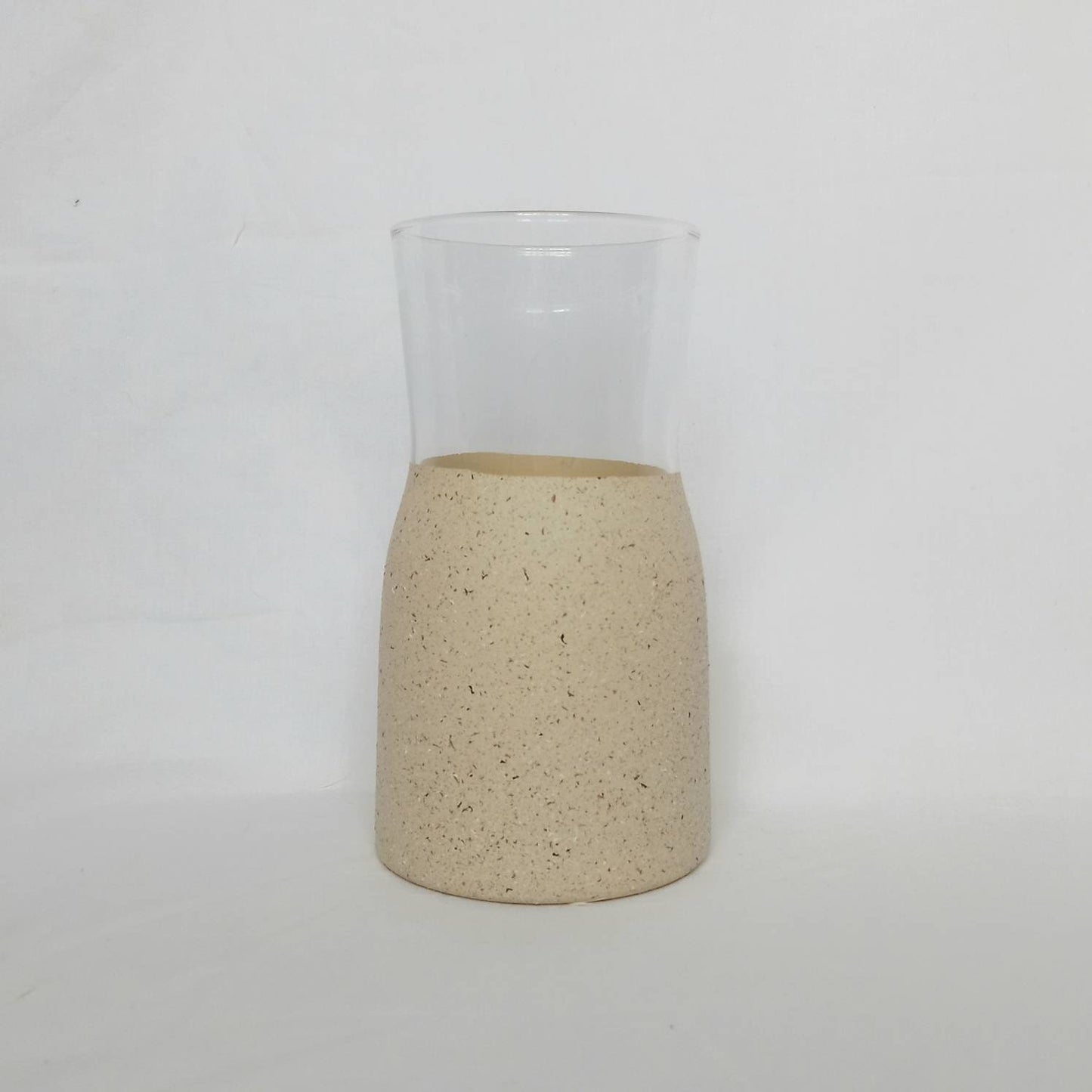 Two Tone Speckled Cream Painted Glass Vase - Speckled Vase, Cream Vase, Dried Flowers Vase, Neutral Vase, Neutral Homeware, Two Tone Vase