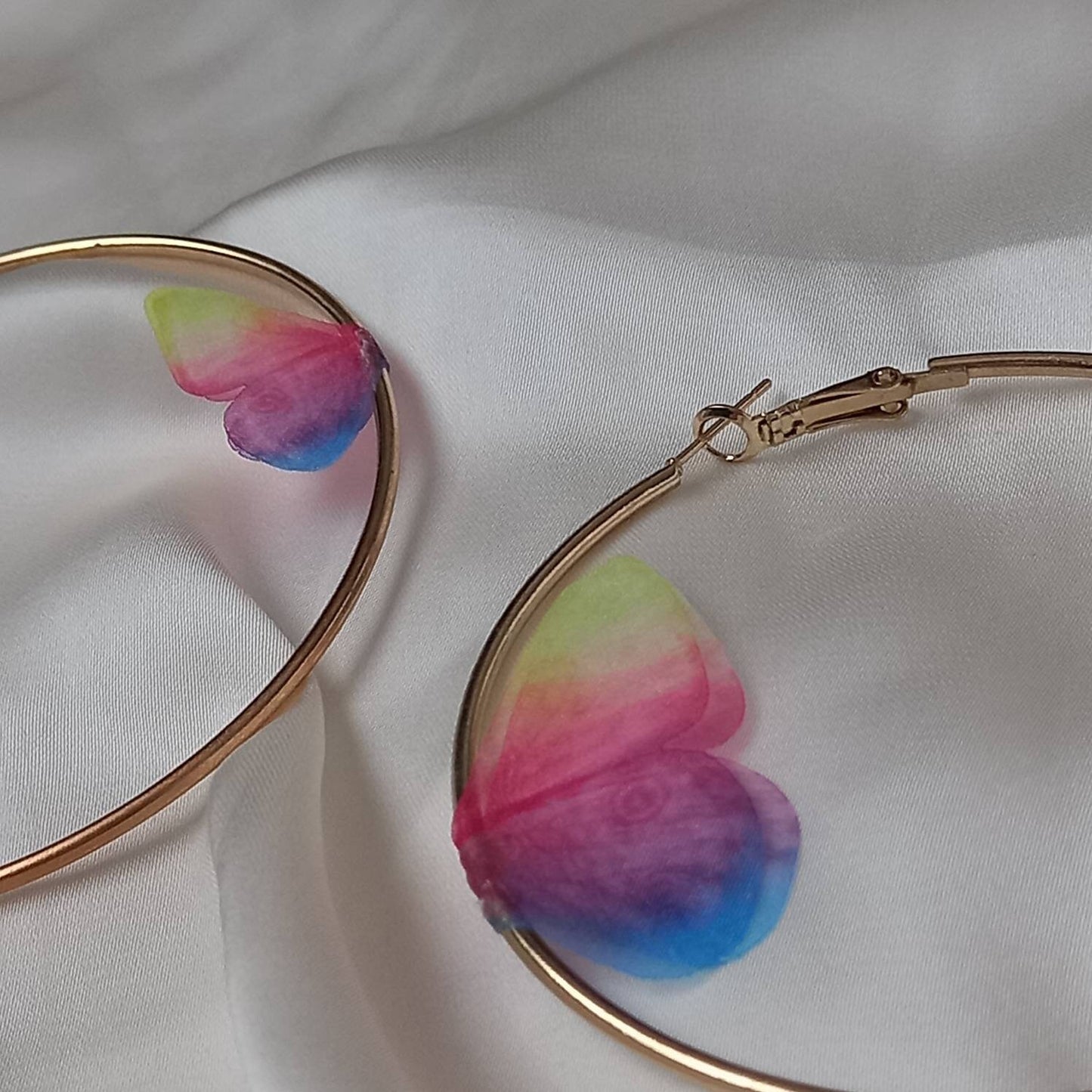 Gold Butterfly Hoop Earrings - Lightweight Hoop Earrings, Butterfly Earrings, Hoop Earrings, Cute Earrings, Gold Earrings, Gold Jewellery