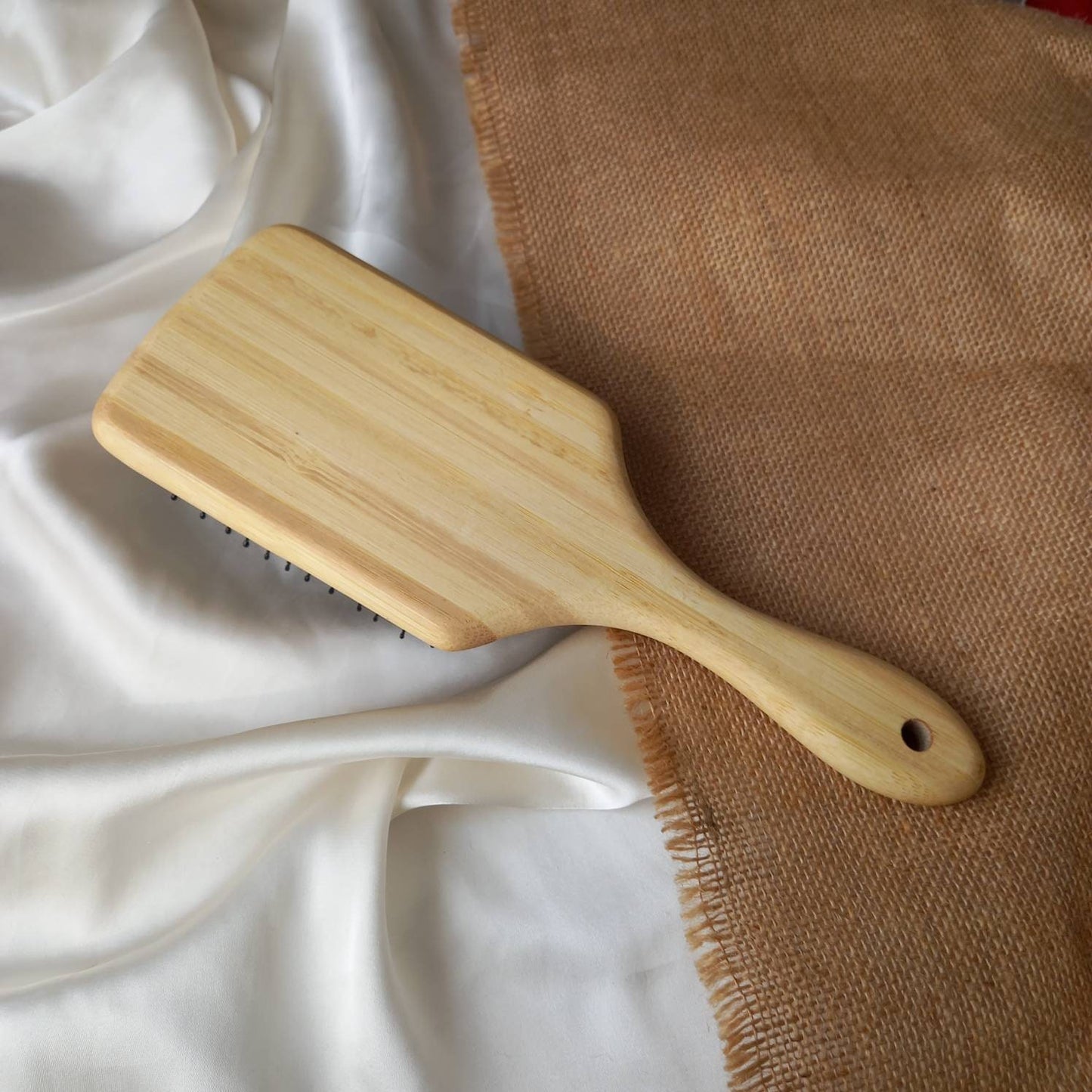 Sustainable Natural Wooden Bamboo Hair Brush - eco friendly, detangling brush, massage comb, healthy, growing hair, antistatic hair brush