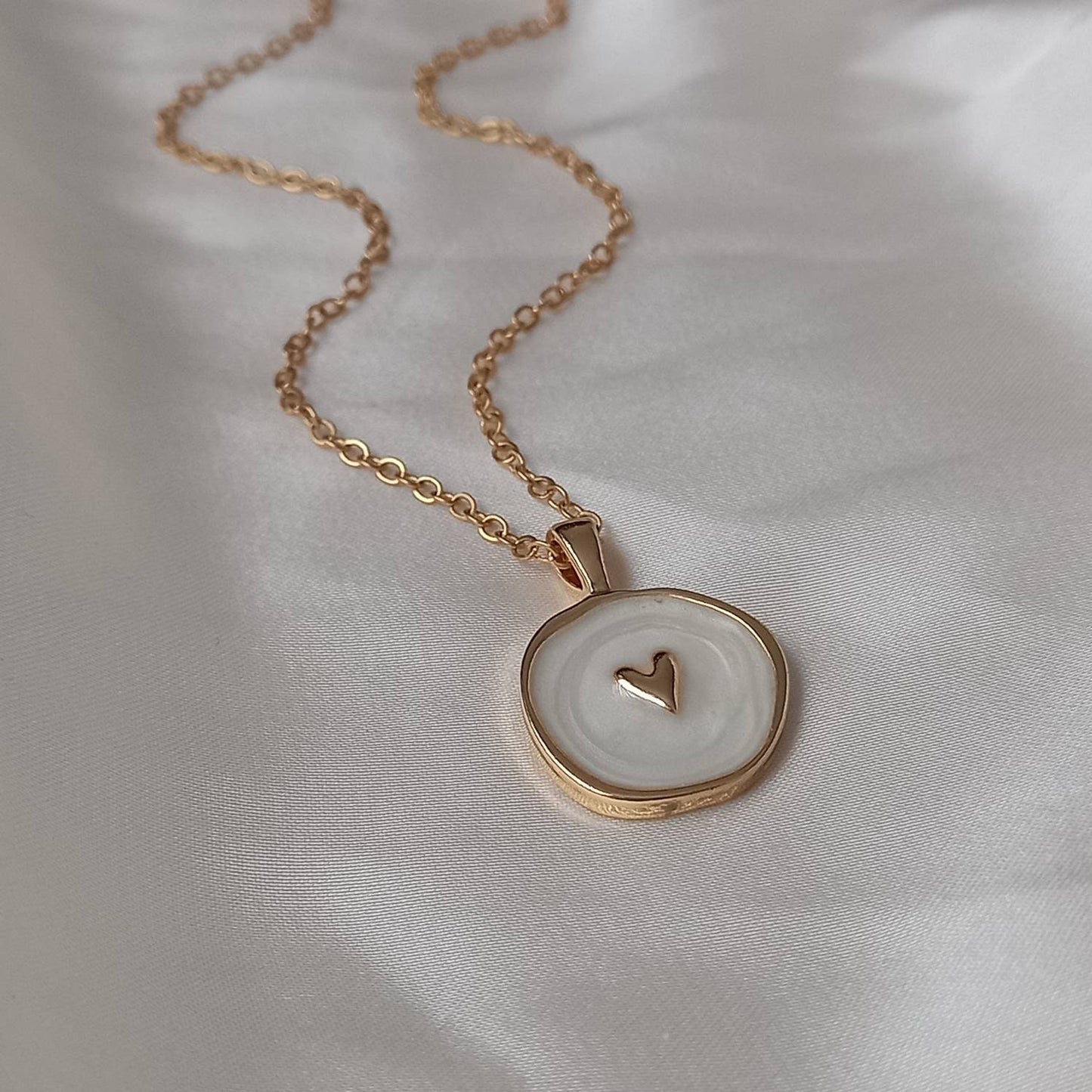 White & Gold Heart Necklace - White Heart Necklace,Small Gold Necklace,Fine Necklace,Gifts For Her,Necklaces In The UK,Jewellery In The UK