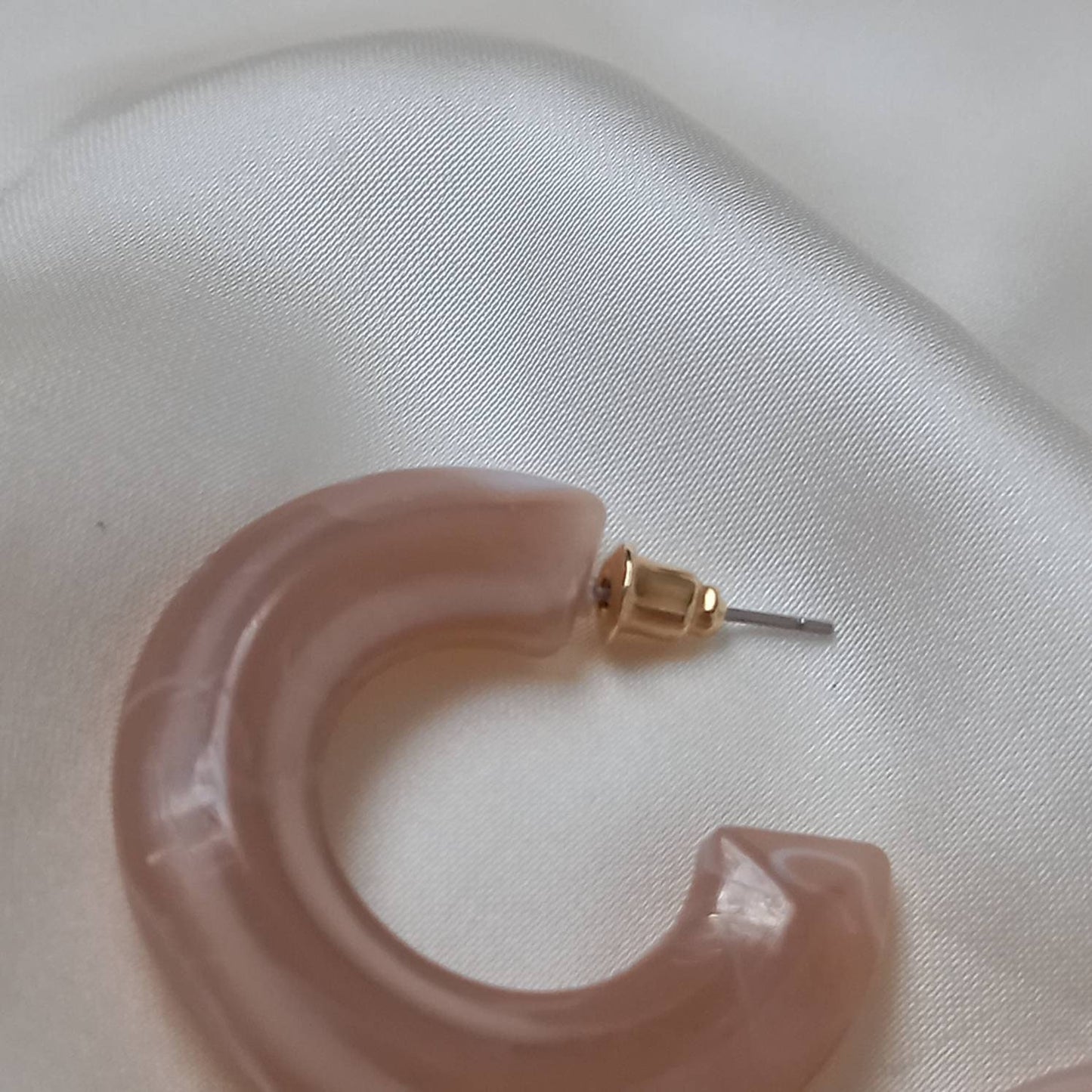 Chunky Pink Resin Hoop Earrings - Resin Earrings, Chunky Hoop Earrings, Baby Pink Earrings, Thick Resin Earrings, Earrings In The UK