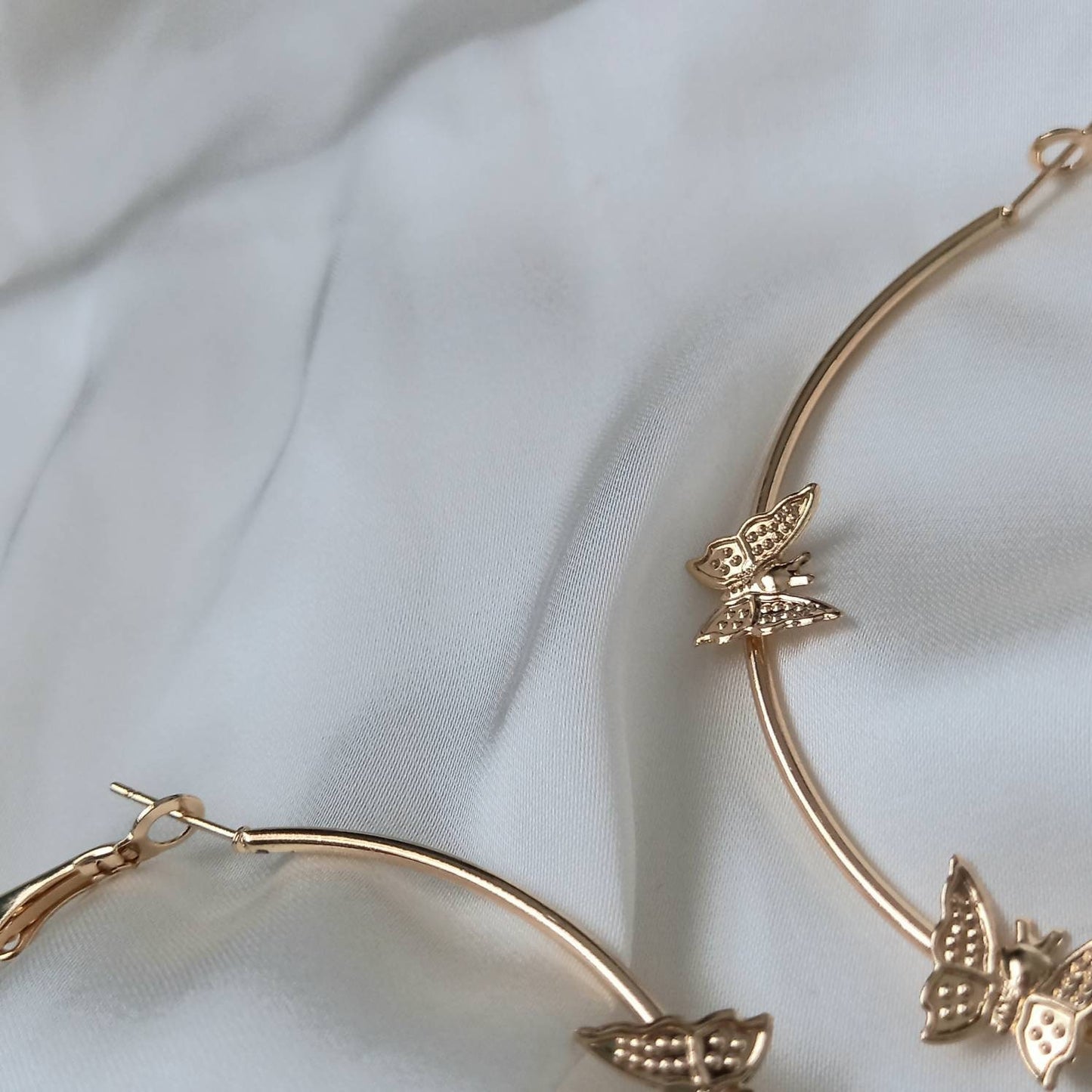 Gold Butterfly Hoop Earrings - Lightweight Hoop Earrings, Butterfly Earrings, Hoop Earrings, Cute Earrings, Gold Earrings, Gold Jewellery