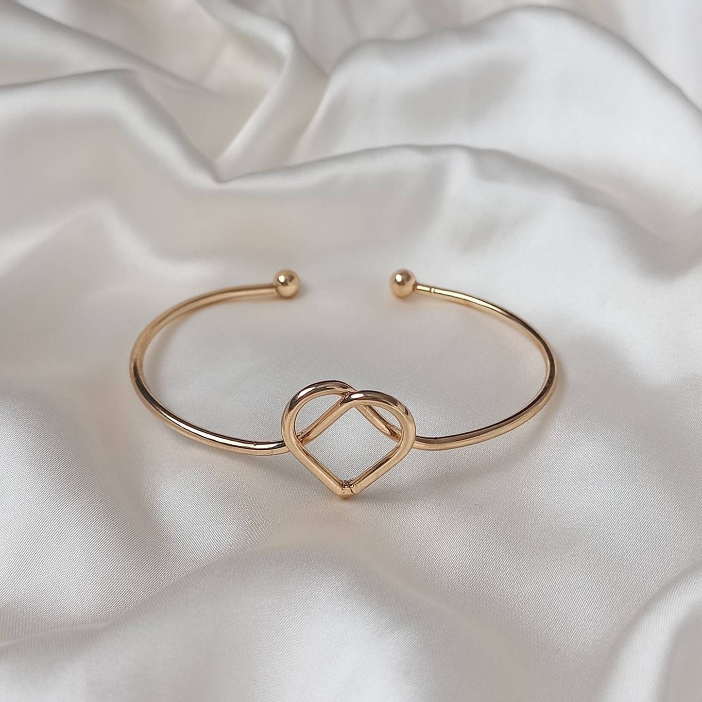 Gold Heart Knot Bangle Bracelet - Gold Jewellery, Accessories, Gold Bangle, Bangle Jewellery, Minimal Bangle Bracelet, Gift For Her, Modern