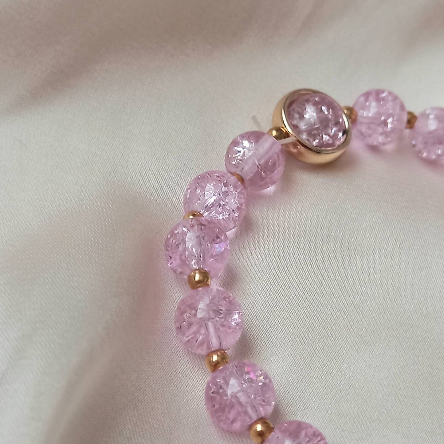 Pink Floral Bead Charm Bracelet - Bead Jewellery, Pink Accessories, Charm Bracelet,Bead Bracelet,Classy Bracelet,Cute Bracelet,Pink Jewelley