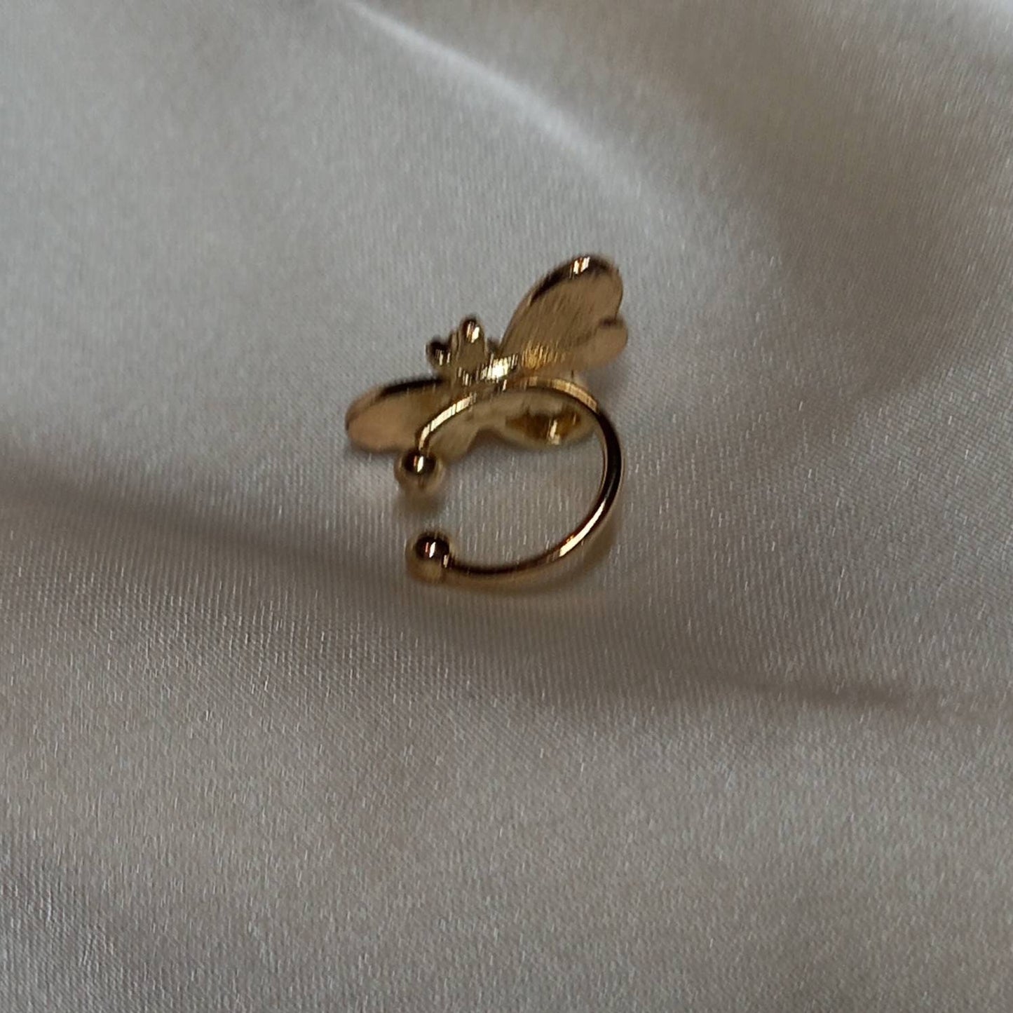 Gold Bumble Bee Ear Cuff - Gold Jewellery, Ear Accessories In The UK, Gold Bee Jewelley, Gold Ear Cuff, Insect Jewellery No Piercing Earring
